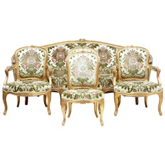 Fine French 19th Century Five-Piece Gilt Salon Living Room Suite