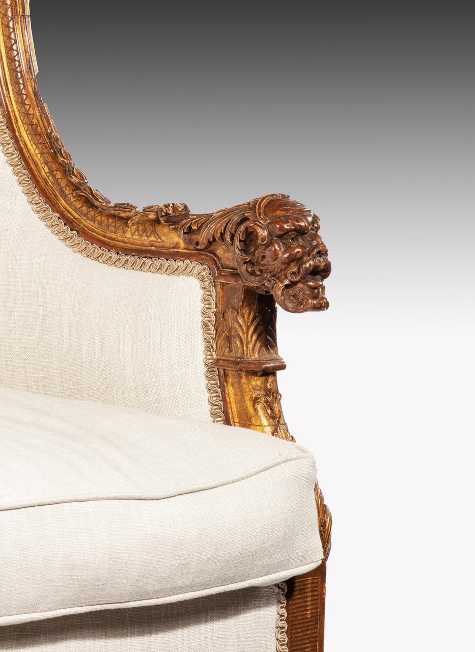 Linen Fine French 19th Century Gilt Louis XIV Style Sofa / Canape