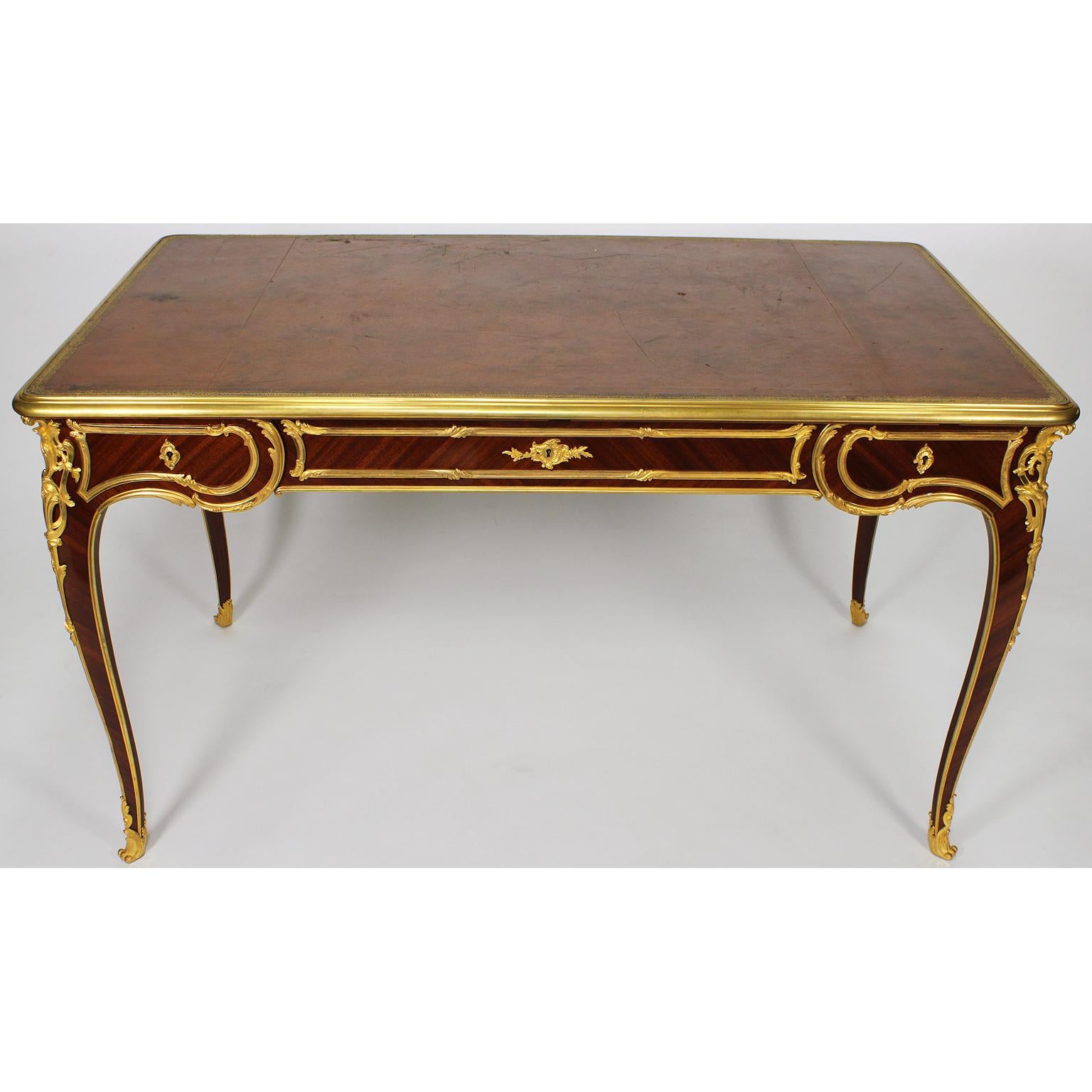 Fine French 19th Century Louis XV Style Bureau Plat Cartonnier, Antoine Krieger For Sale 4