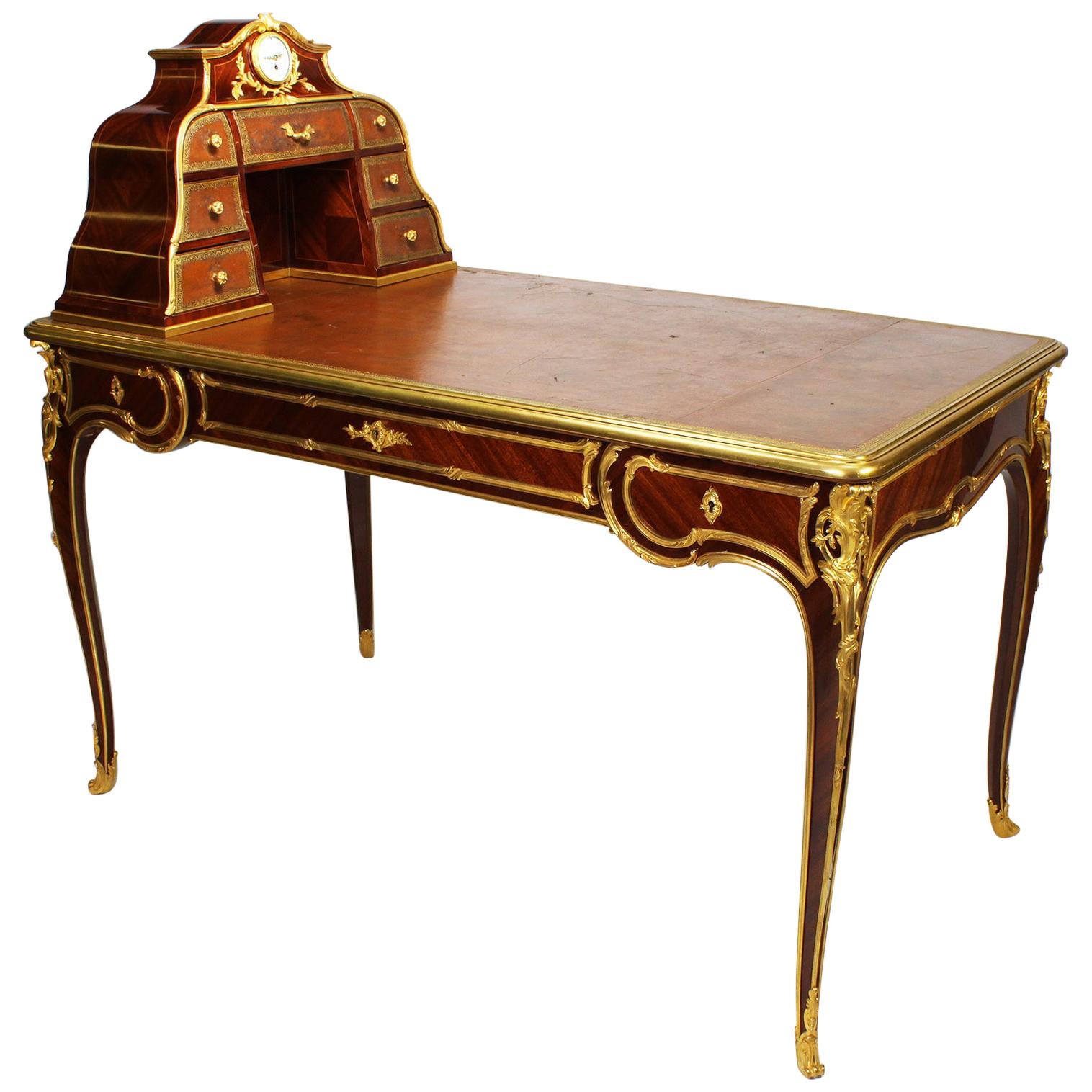 Fine French 19th Century Louis XV Style Bureau Plat Cartonnier, Antoine Krieger For Sale