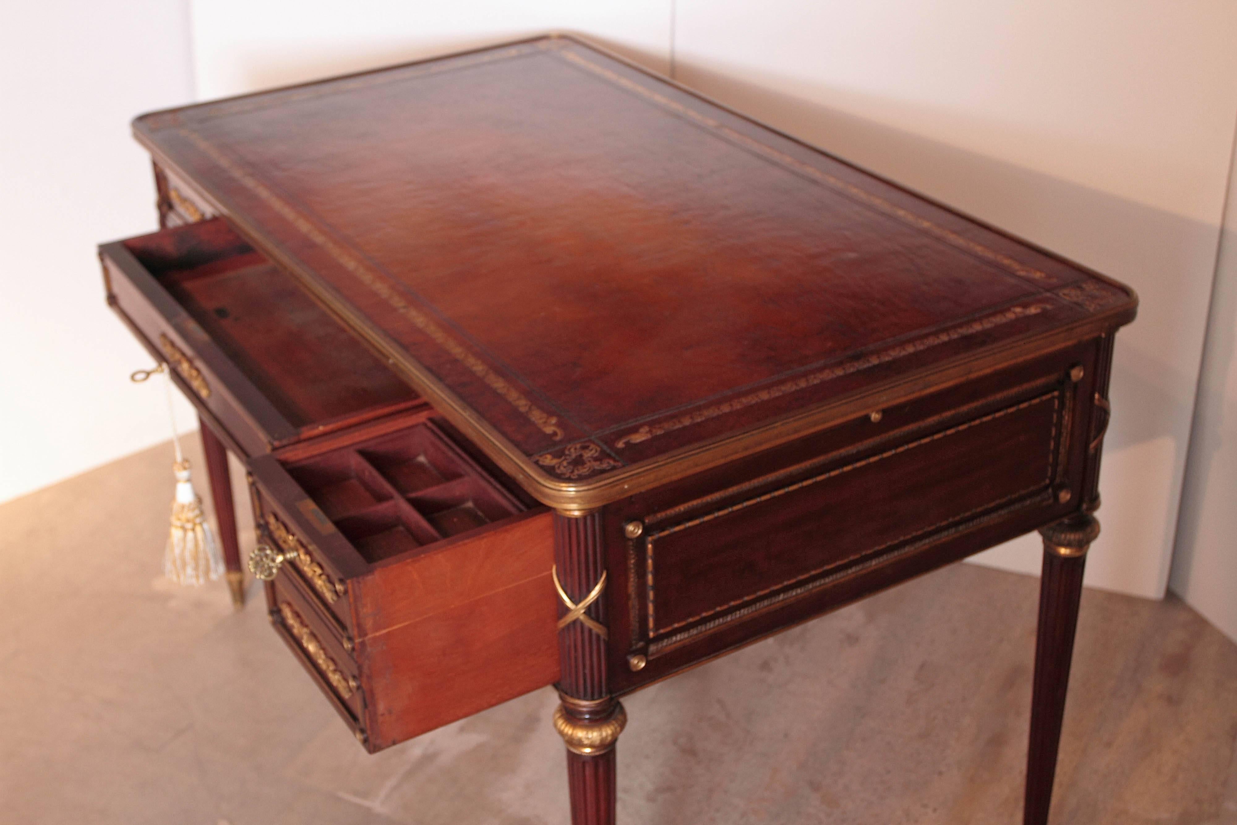 Gilt Fine French 19th Century Louis XVI Writing Desk Signed A Chevrie
