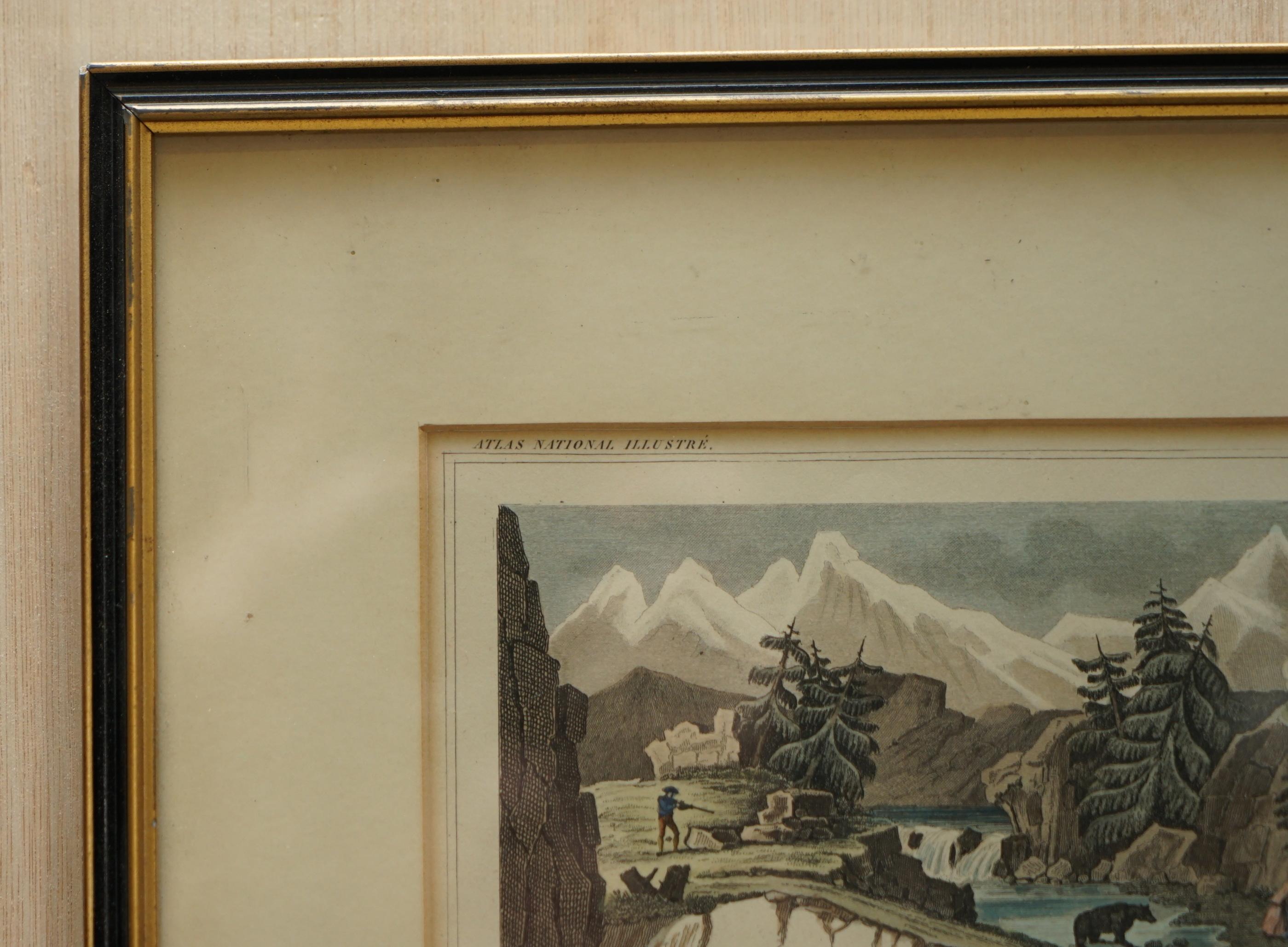 Early Victorian Fine French Antique 1856 Hand Watercolour Map of Dept Des Hautes Pyrenees For Sale