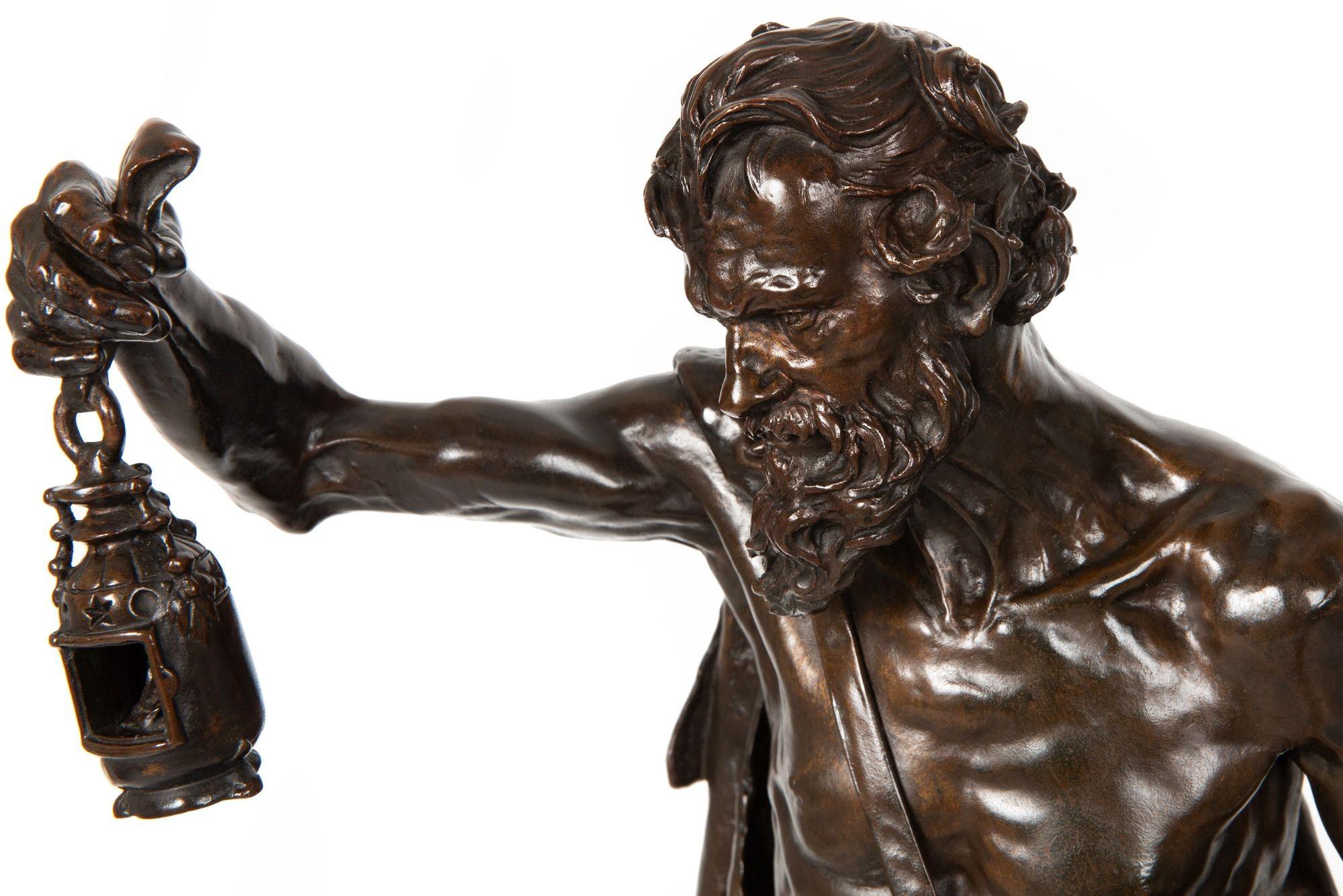 Fine French Antique Bronze Sculpture “Diogenes” by Claudius Marioton 7