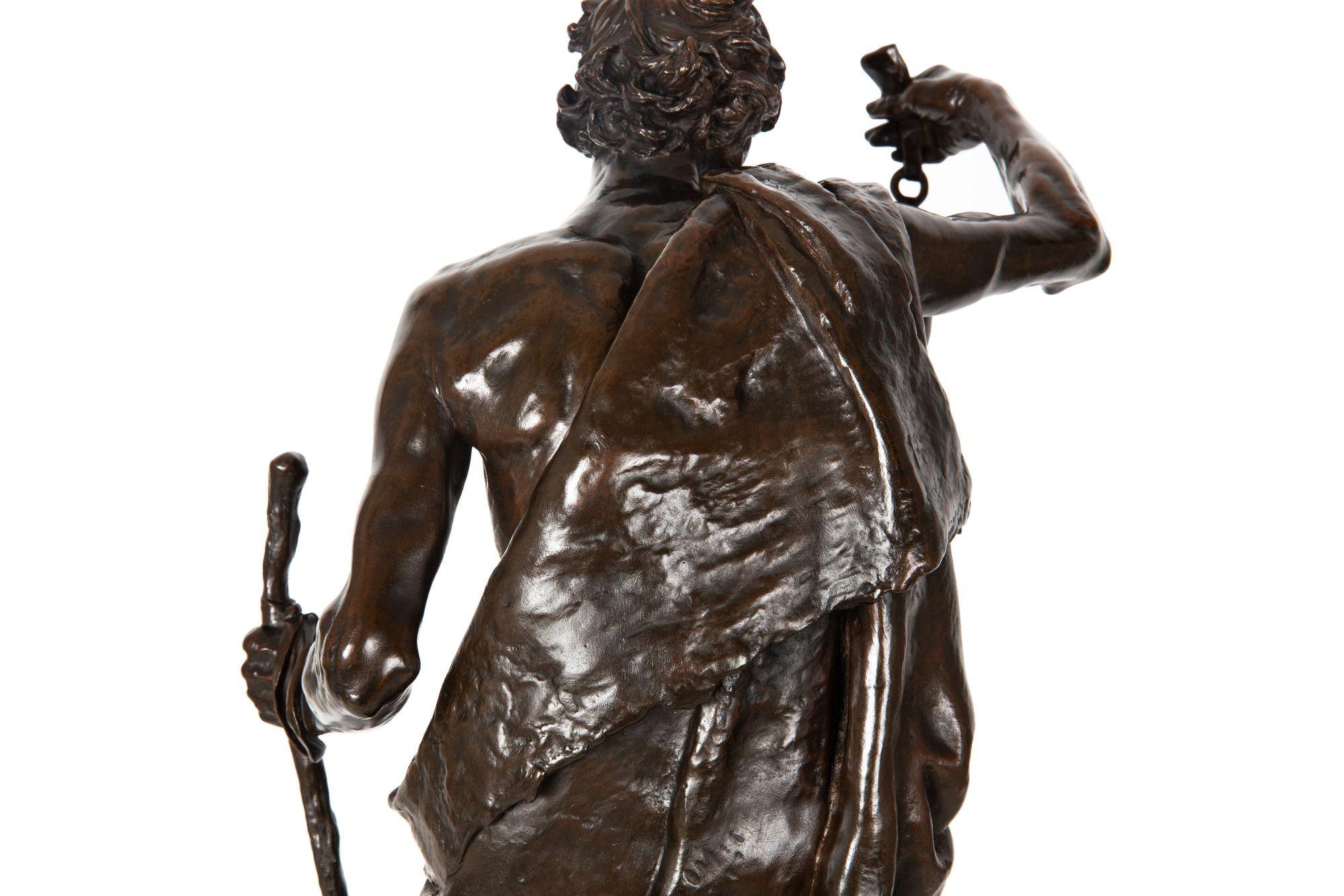 Fine French Antique Bronze Sculpture “Diogenes” by Claudius Marioton 9