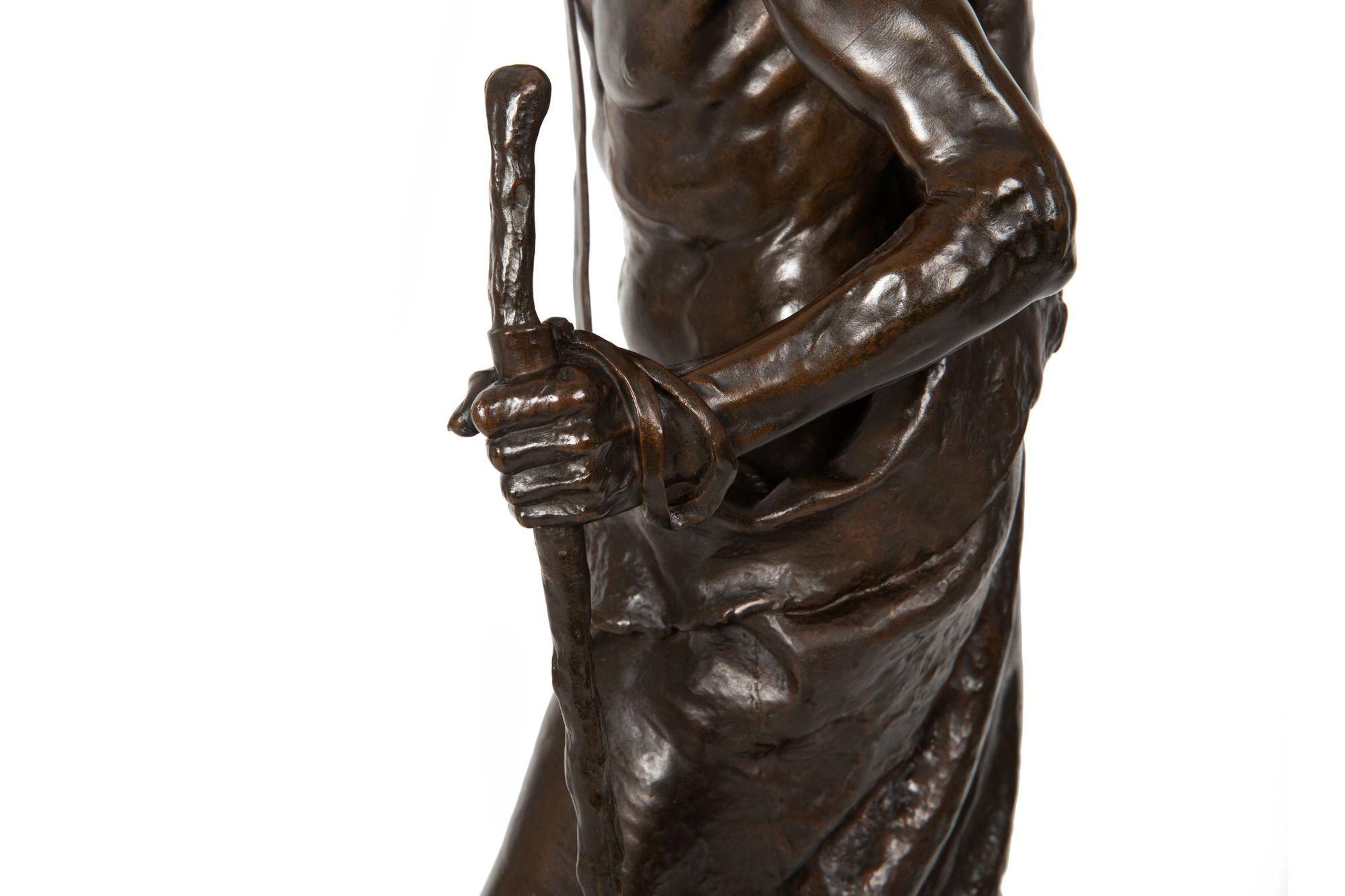 Fine French Antique Bronze Sculpture “Diogenes” by Claudius Marioton 10
