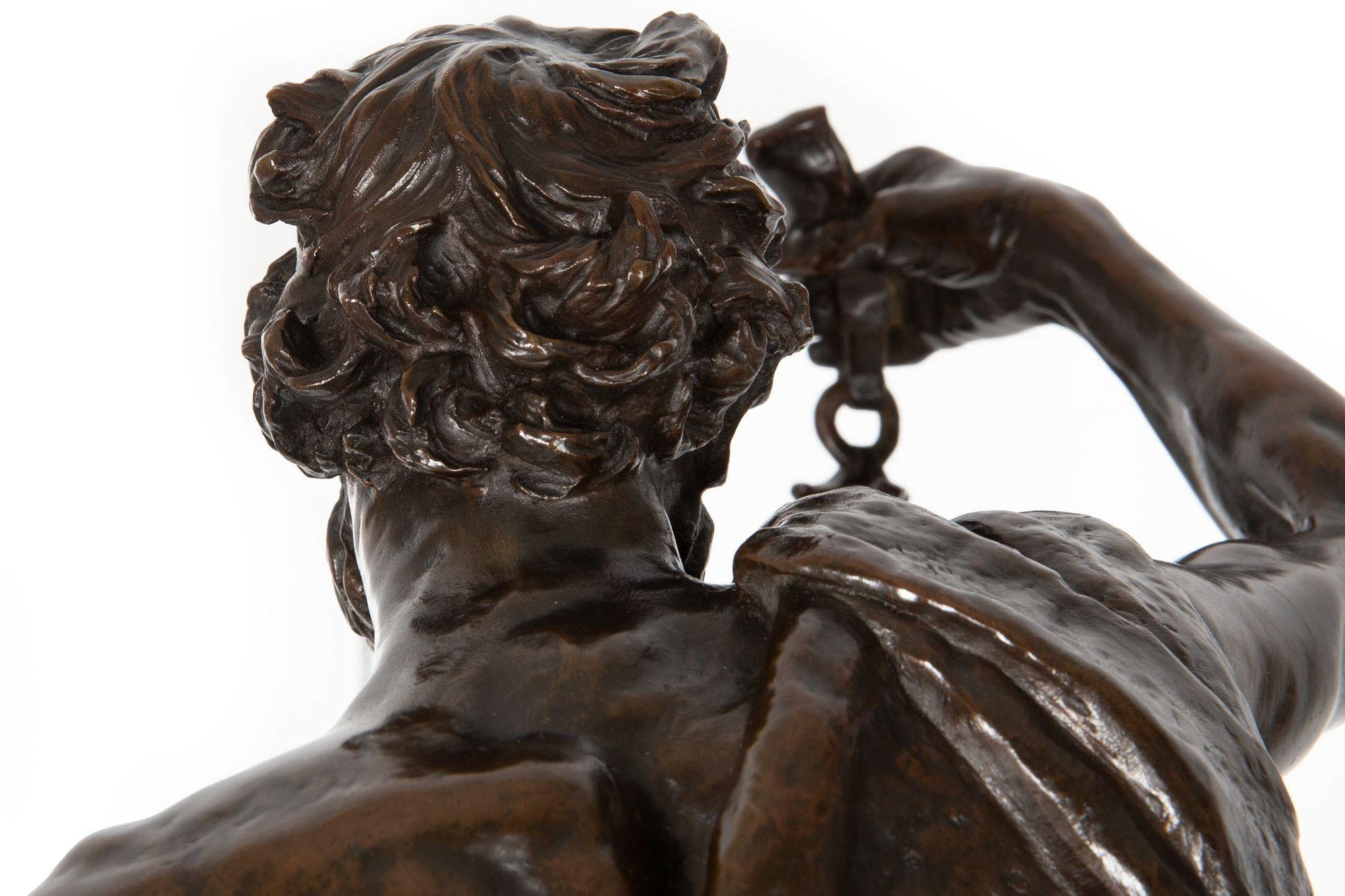 Fine French Antique Bronze Sculpture “Diogenes” by Claudius Marioton 11