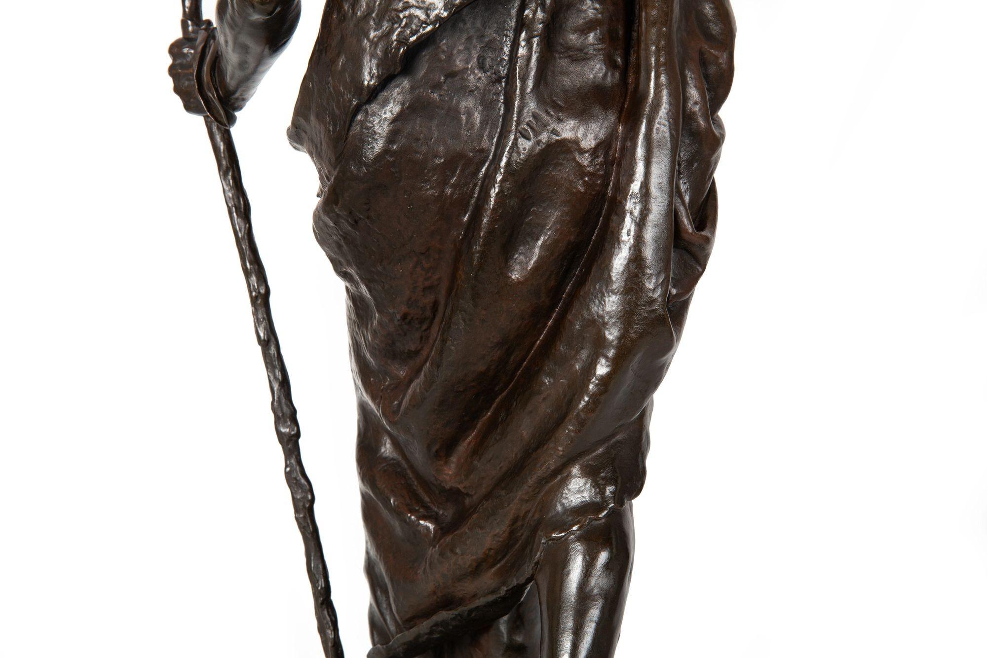 Fine French Antique Bronze Sculpture “Diogenes” by Claudius Marioton 12