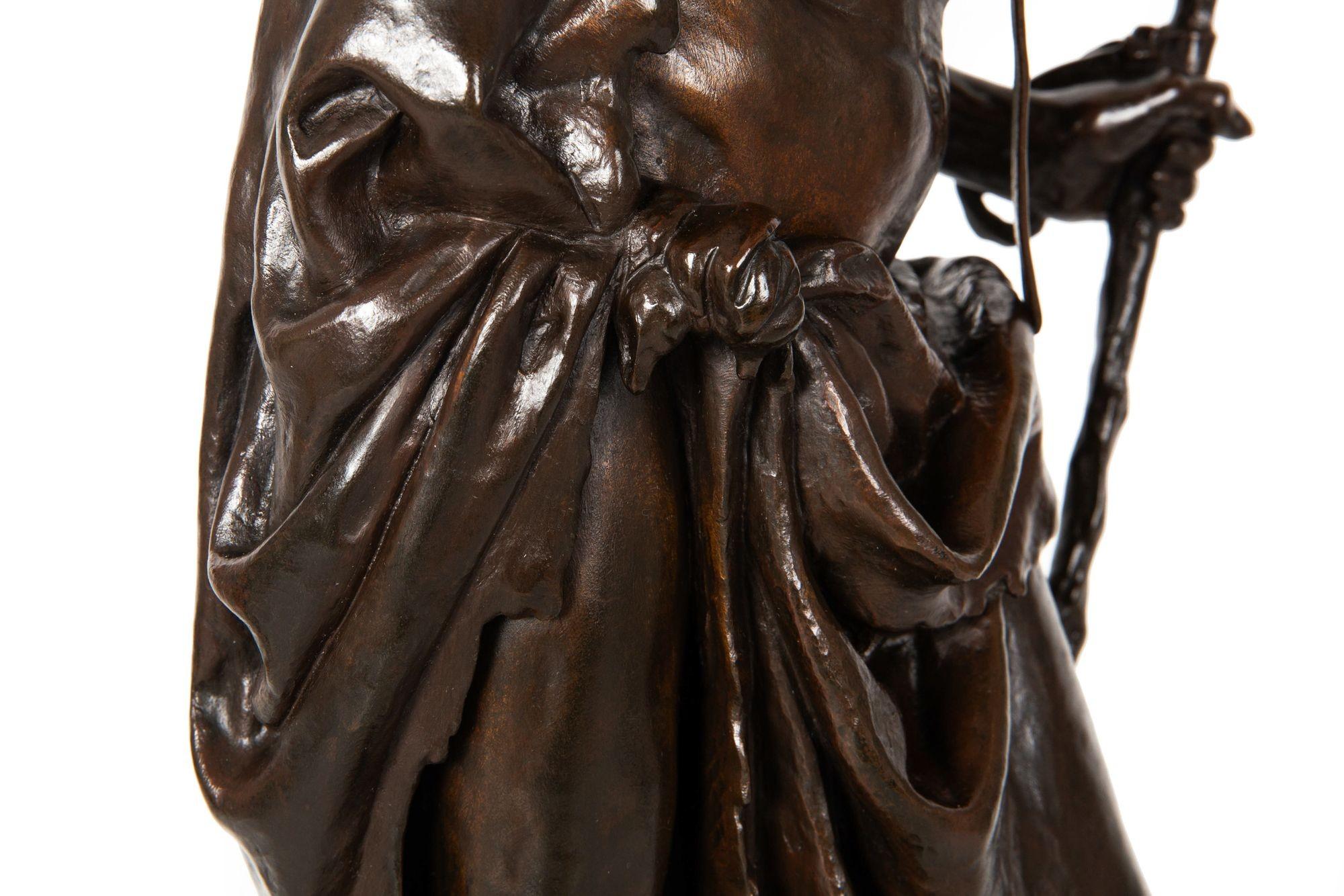 Fine French Antique Bronze Sculpture “Diogenes” by Claudius Marioton 13