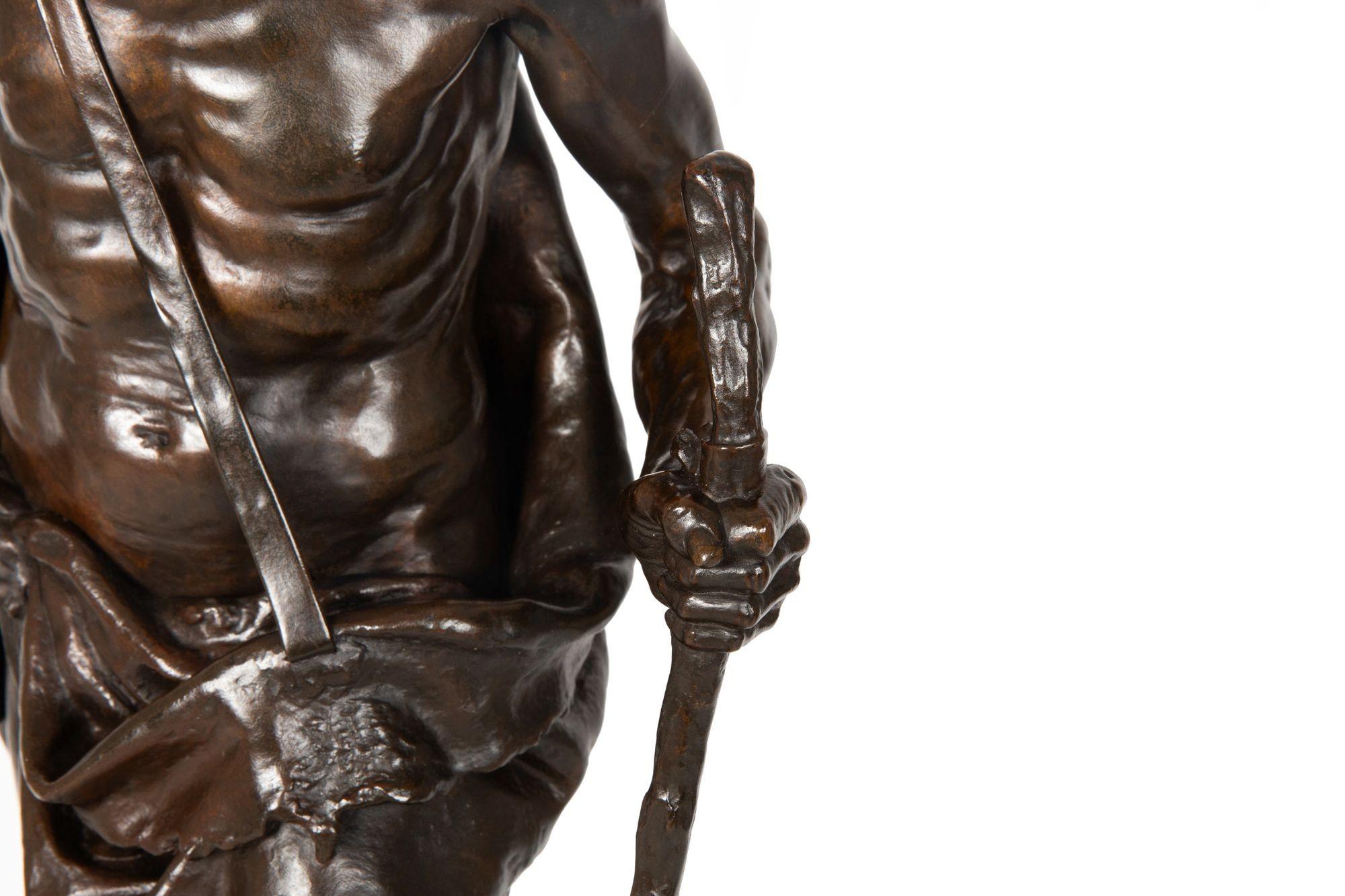 Fine French Antique Bronze Sculpture “Diogenes” by Claudius Marioton 15