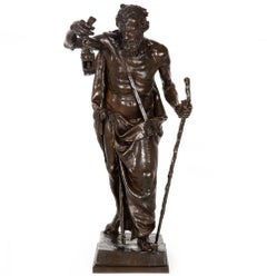 Fine sculpture française ancienne Diogènes de Claudius Marioton