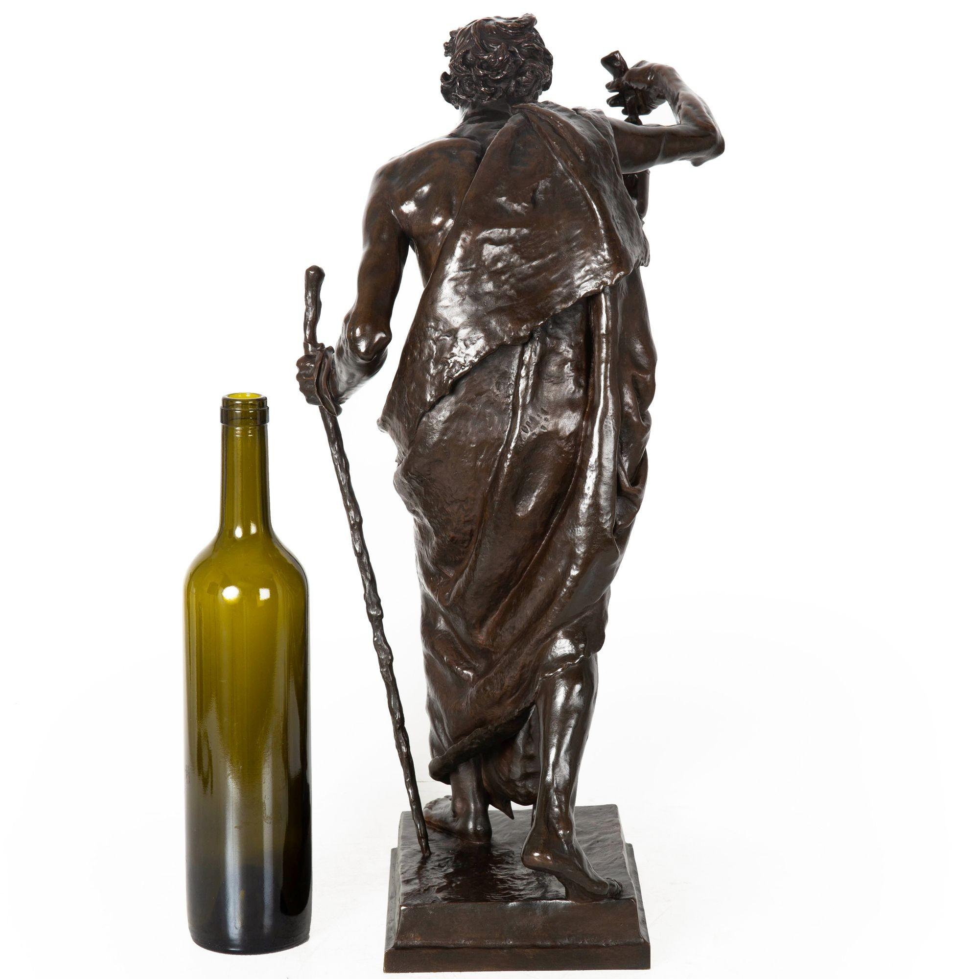 Fine French Antique Bronze Sculpture “Diogenes” by Claudius Marioton In Good Condition In Shippensburg, PA