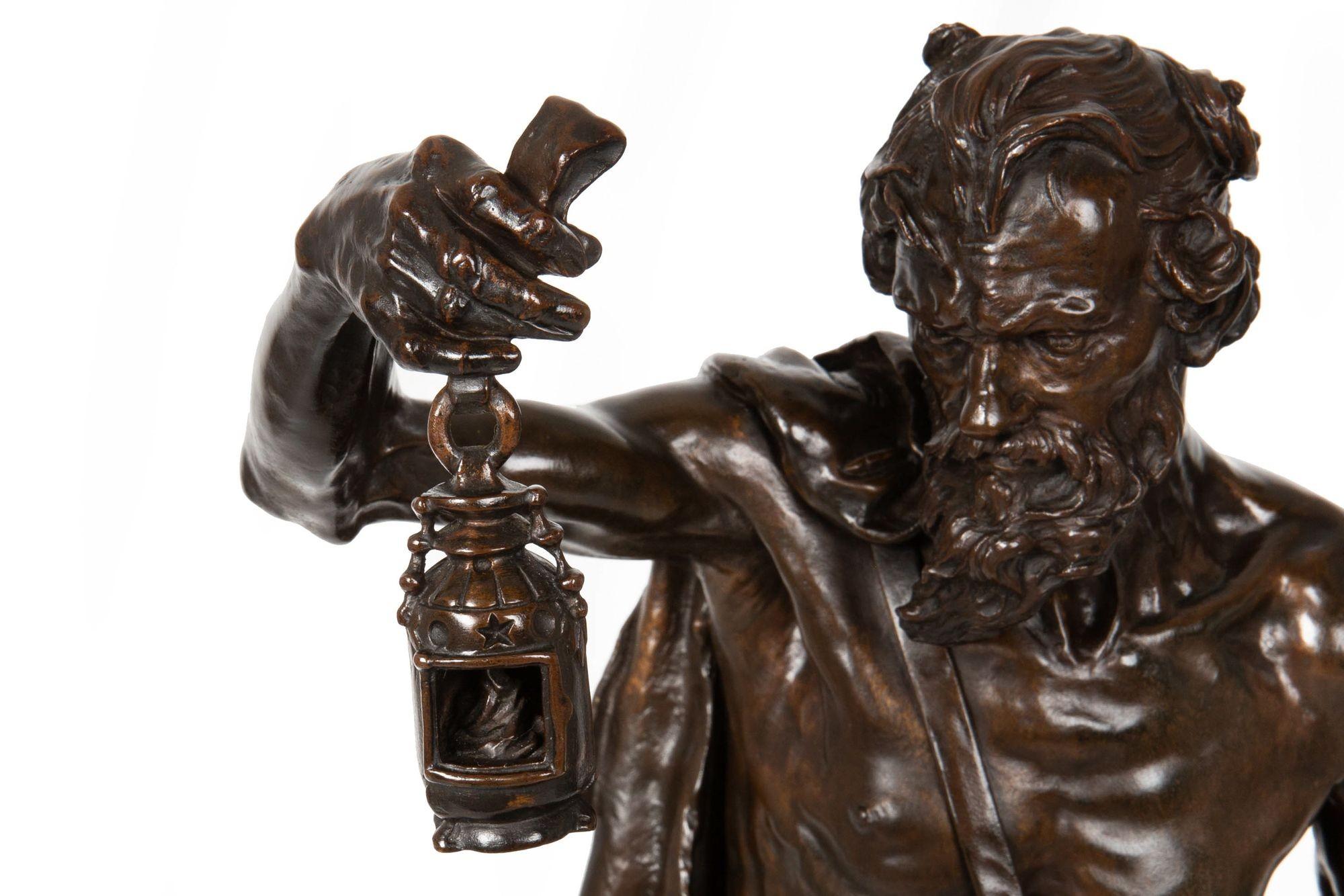 Fine French Antique Bronze Sculpture “Diogenes” by Claudius Marioton 2