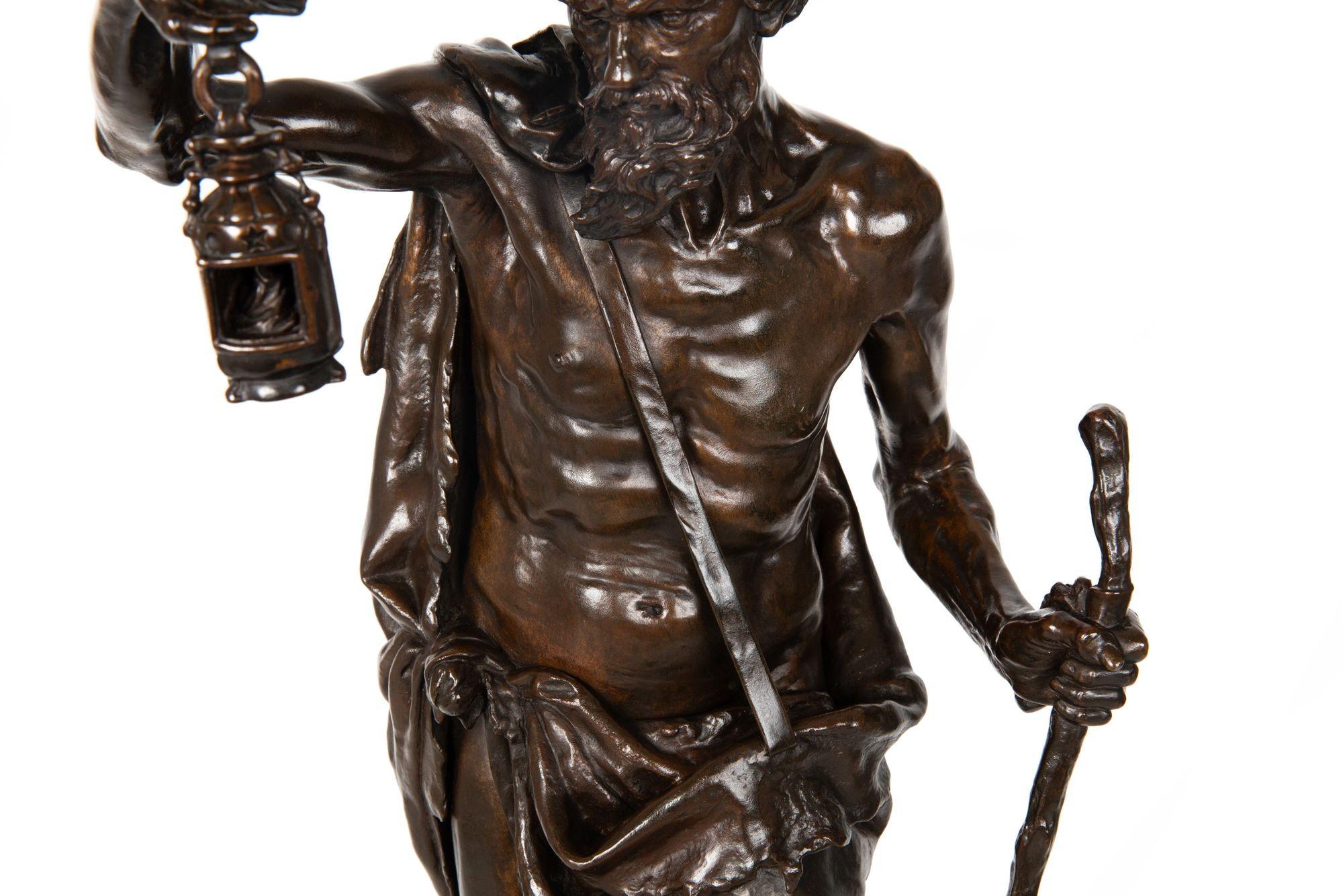 Fine French Antique Bronze Sculpture “Diogenes” by Claudius Marioton 3