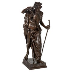 Fine French Antique Bronze Sculpture “Diogenes” by Claudius Marioton