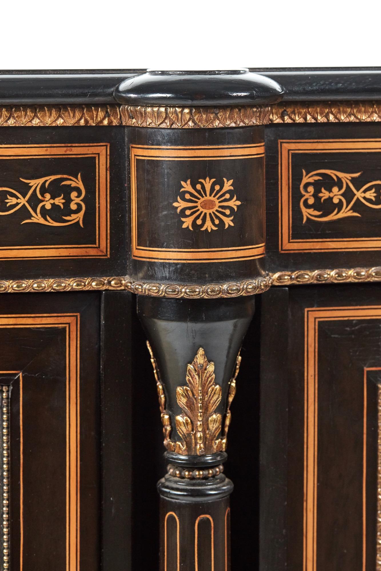 Fine French Antique Ebonized and Amboyna Credenza with Large Sevres Style Plaque In Good Condition In Suffolk, GB