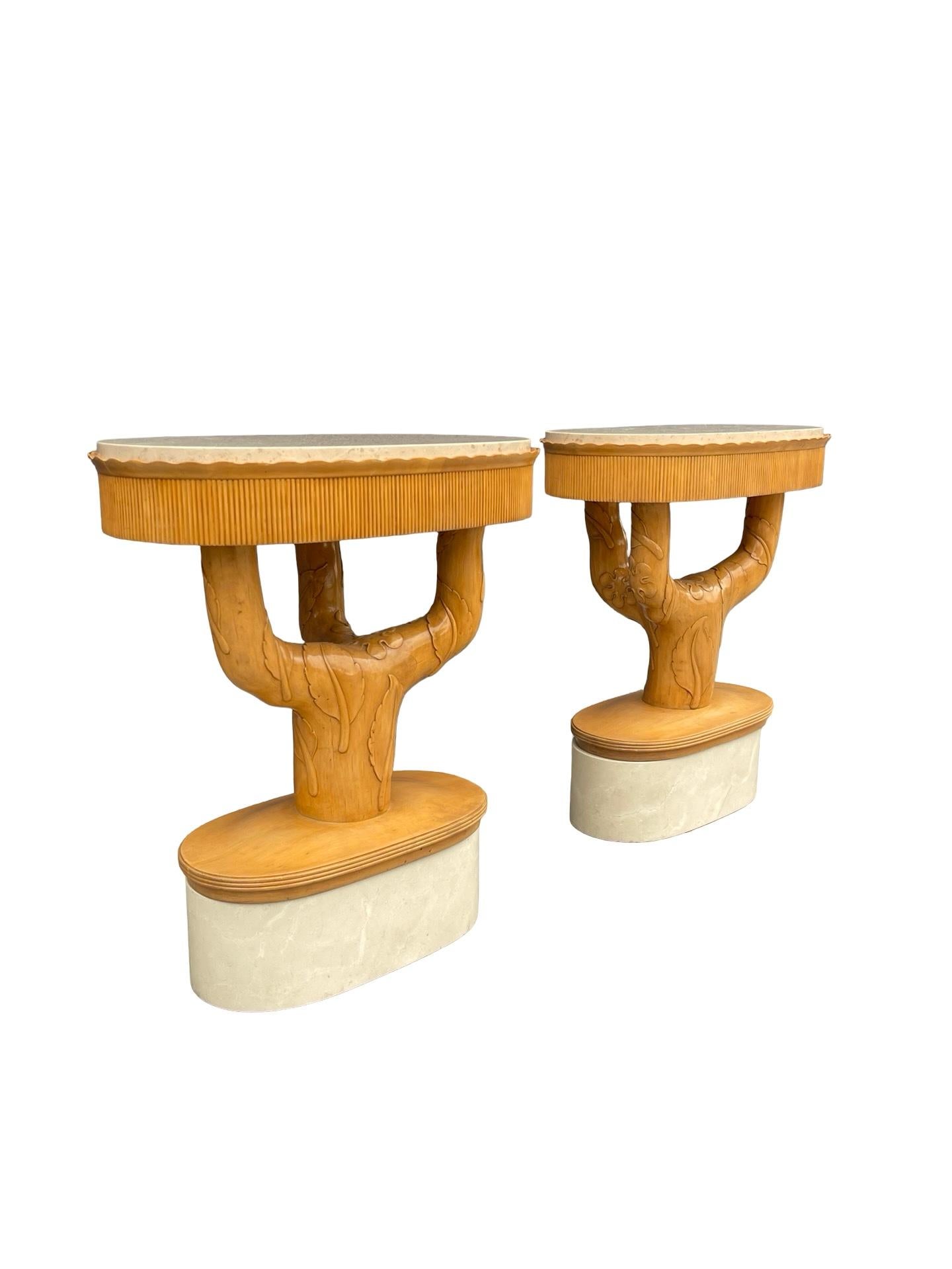 20ième siècle Belles tables d'appoint d'architecture française Art Déco dans le style de T. H. Robsjohn-Gibbin en vente