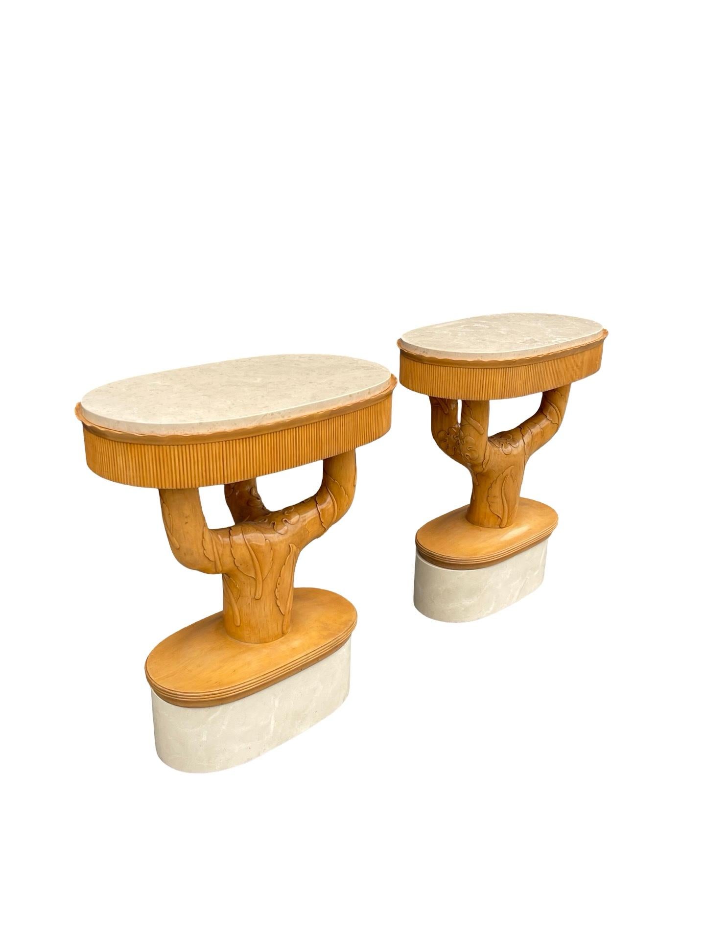 Métal Belles tables d'appoint d'architecture française Art Déco dans le style de T. H. Robsjohn-Gibbin en vente