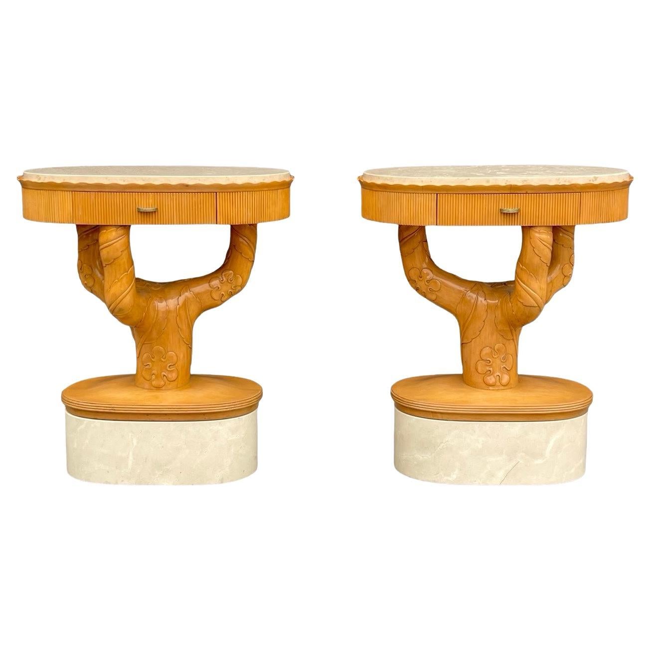 Belles tables d'appoint d'architecture française Art Déco dans le style de T. H. Robsjohn-Gibbin en vente