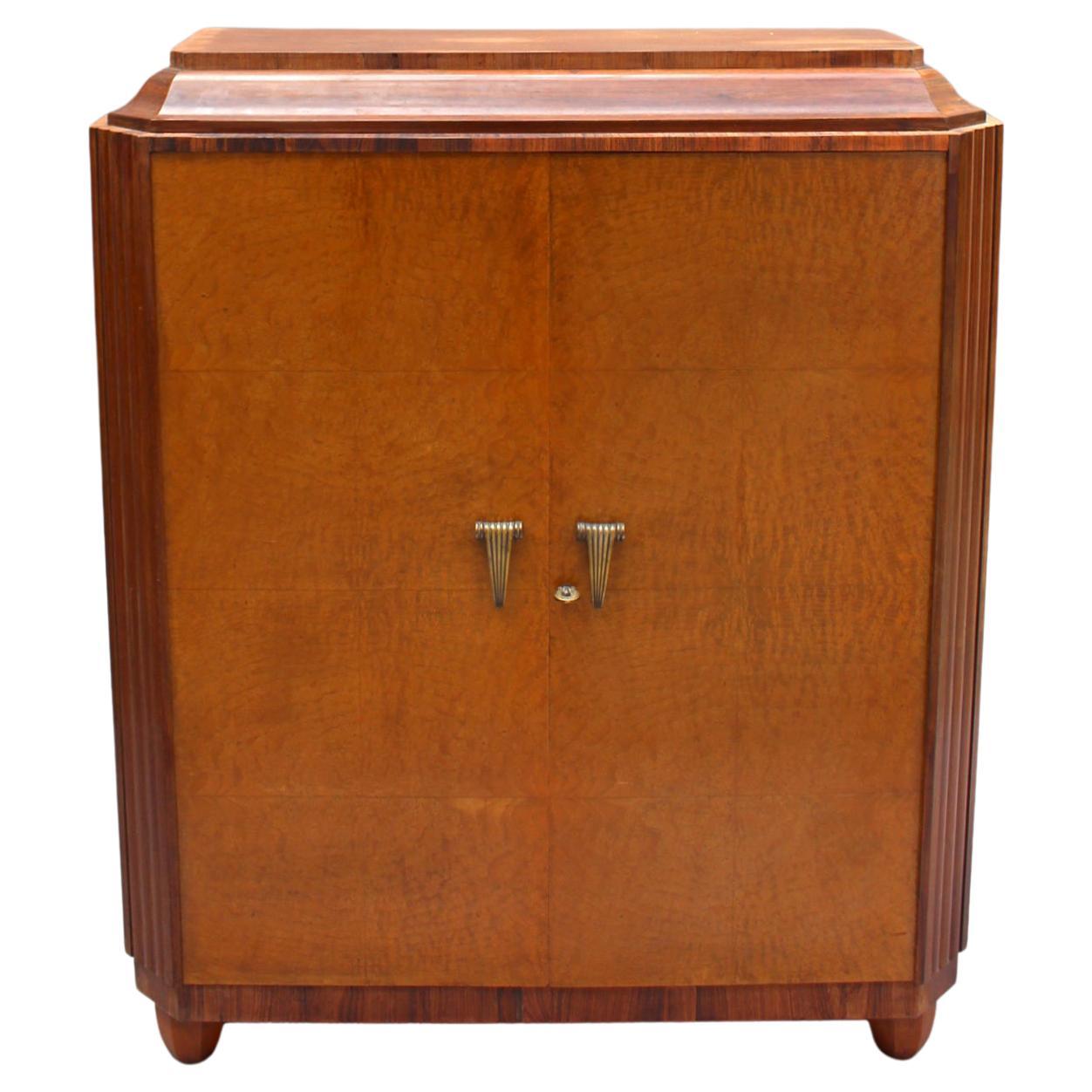 Fine French Art Deco 2 Door Cabinet with Bronze Details For Sale