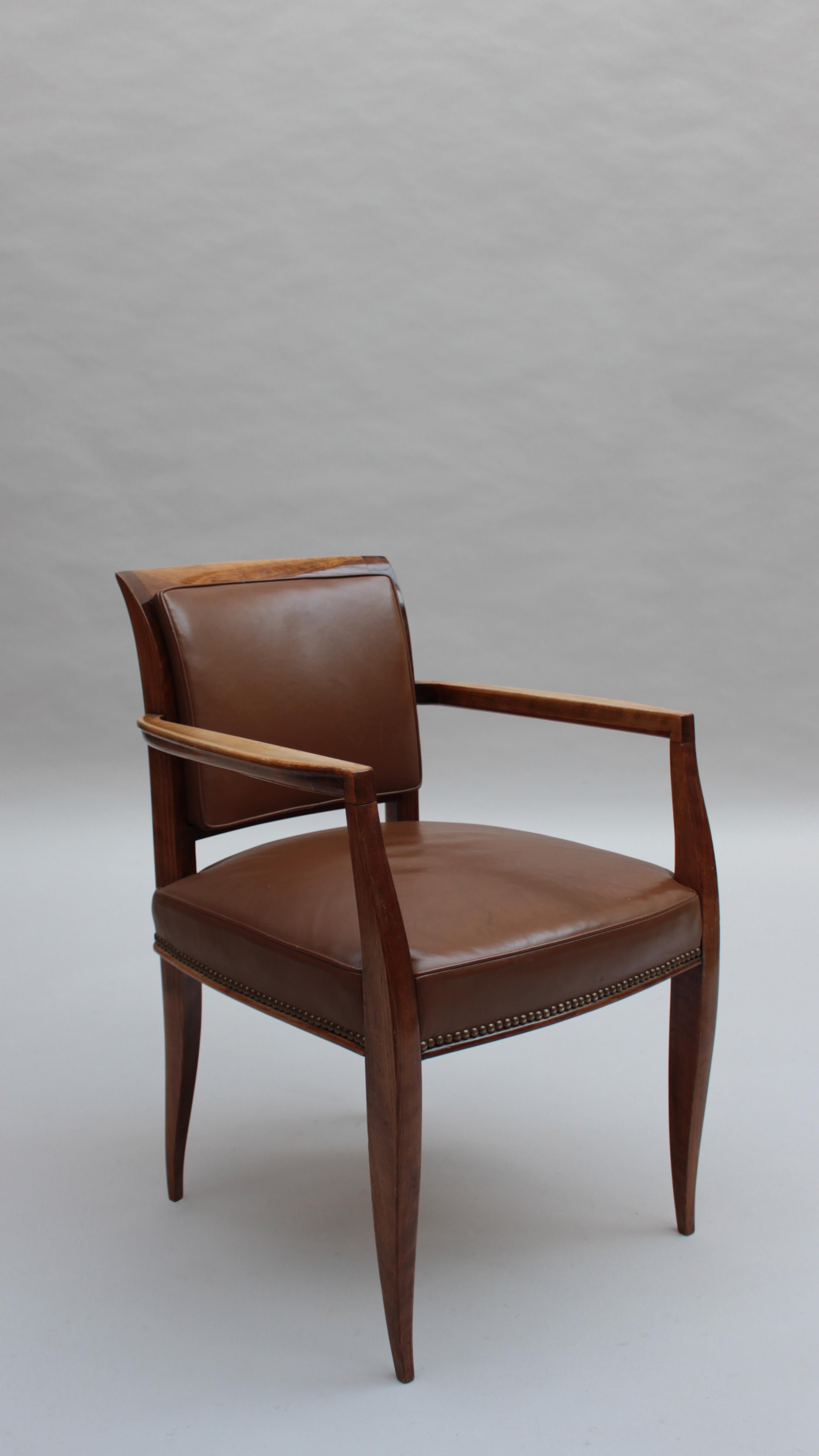 Fine French Art Deco Beech Wood Desk Chair In Good Condition For Sale In Long Island City, NY