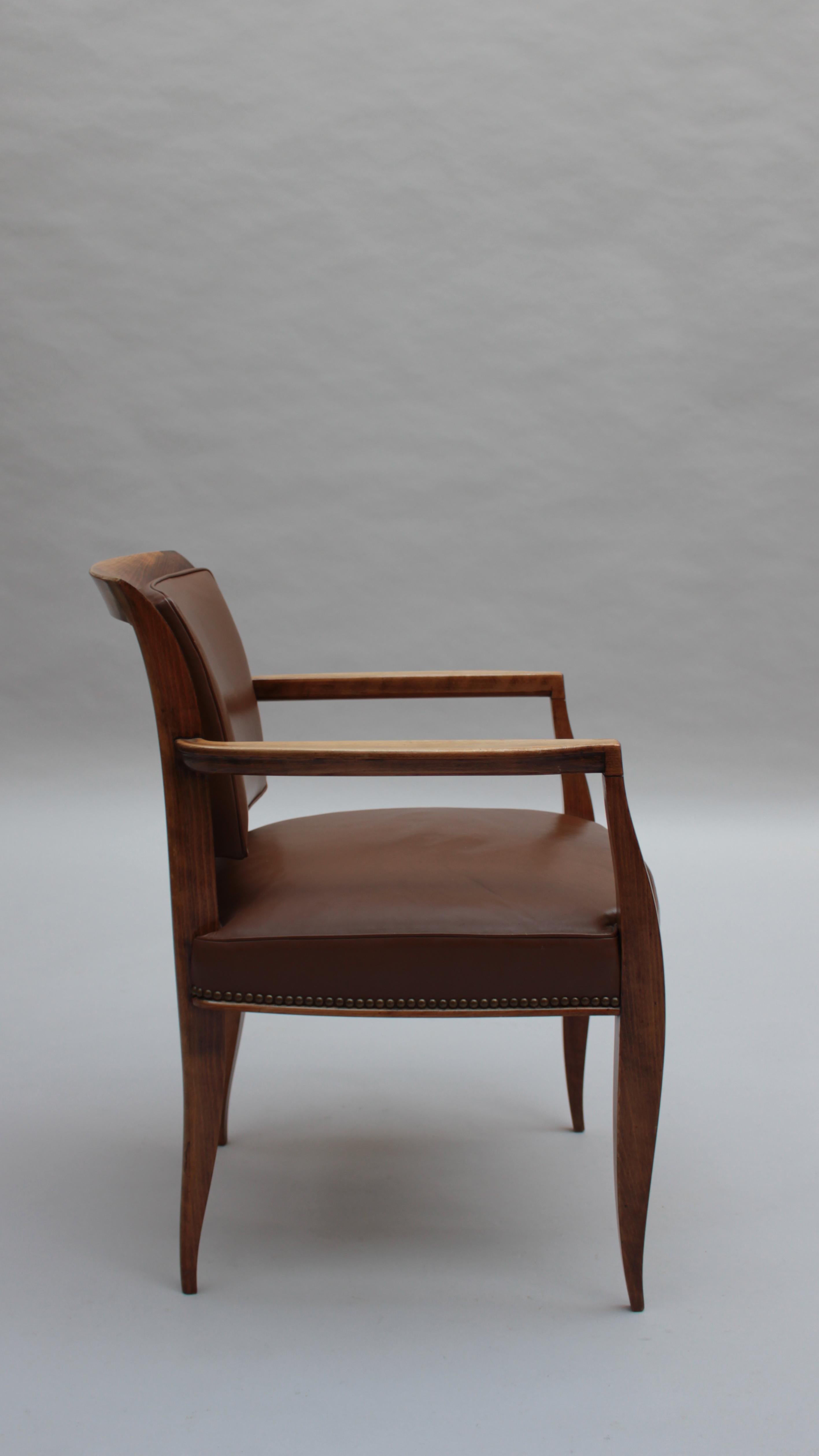 Mid-20th Century Fine French Art Deco Beech Wood Desk Chair For Sale