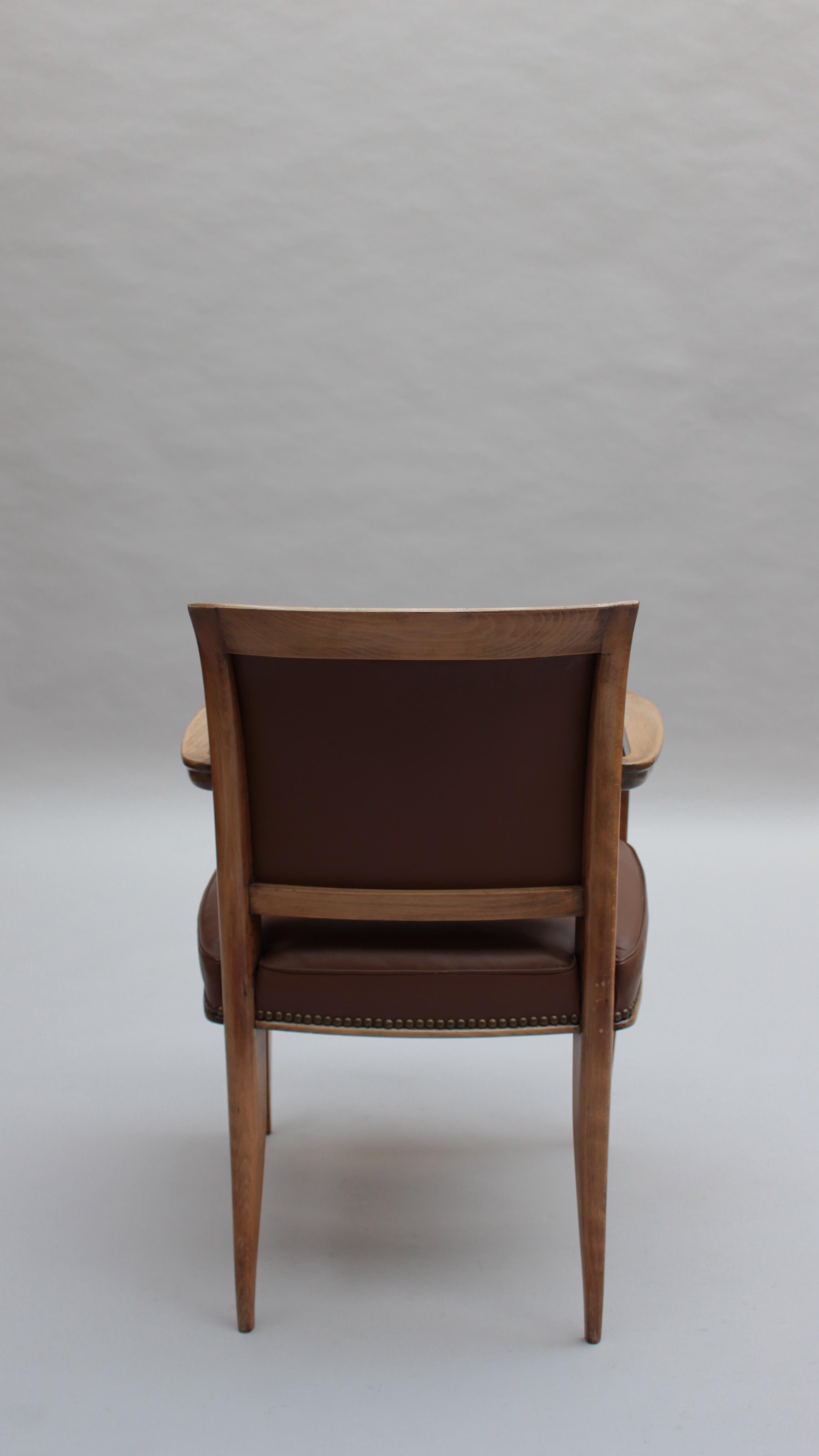 Fine French Art Deco Beech Wood Desk Chair For Sale 2