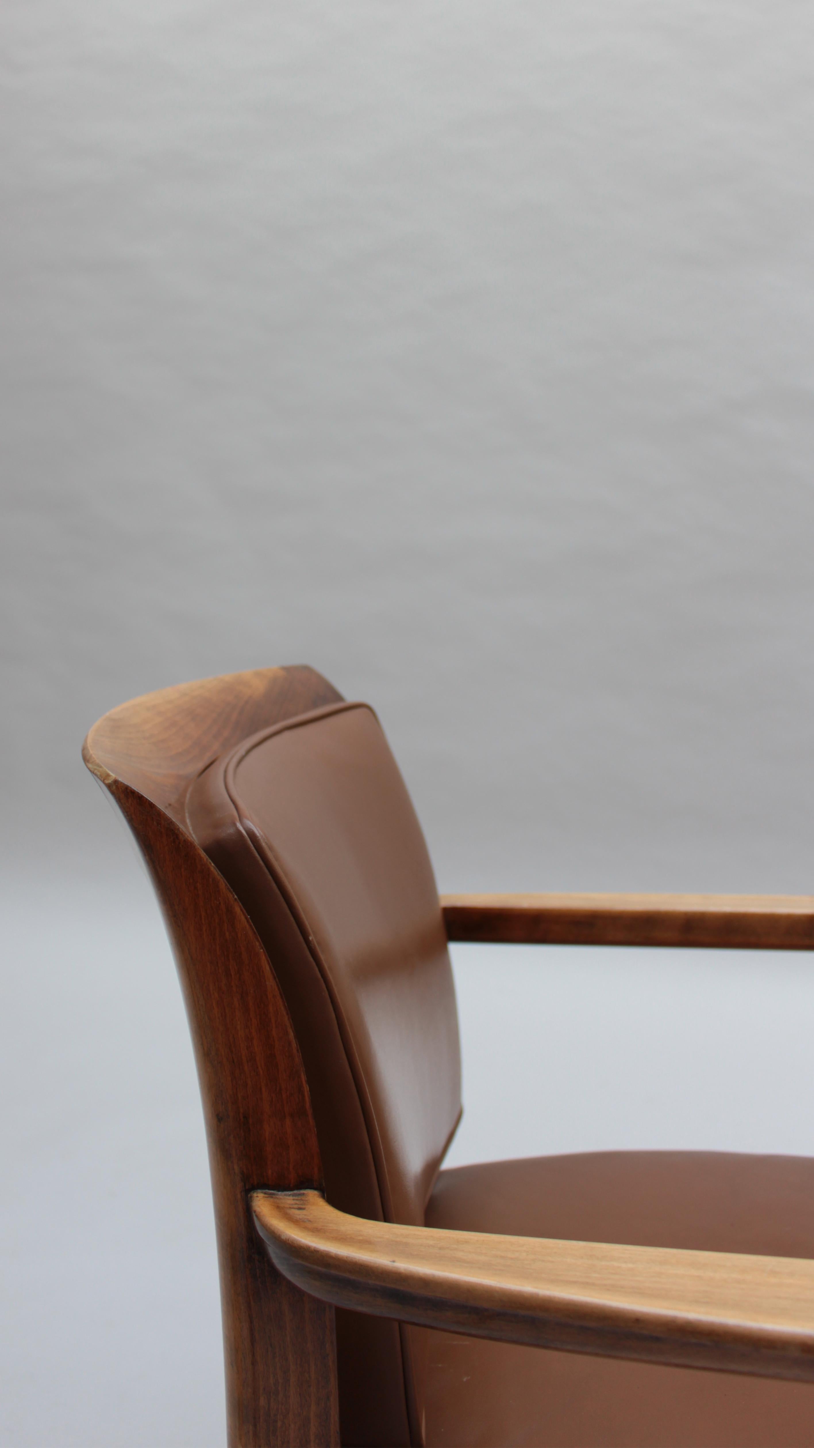 Fine French Art Deco Beech Wood Desk Chair For Sale 3