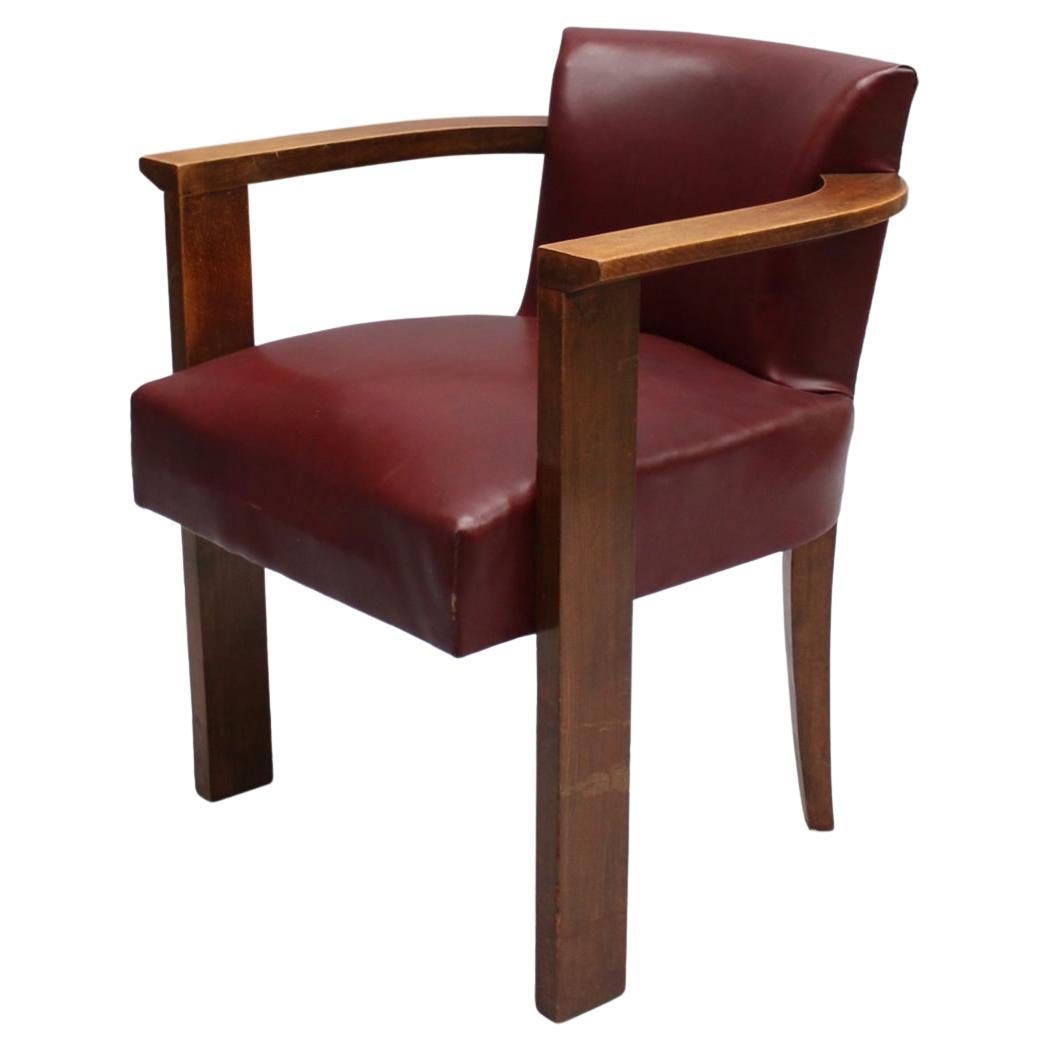 Fine French Art Deco Beech Wood Desk Chair For Sale