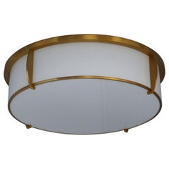 Feine französische Art Deco Bronze und emailliertes Glas Flush Mount von Jean Perzel