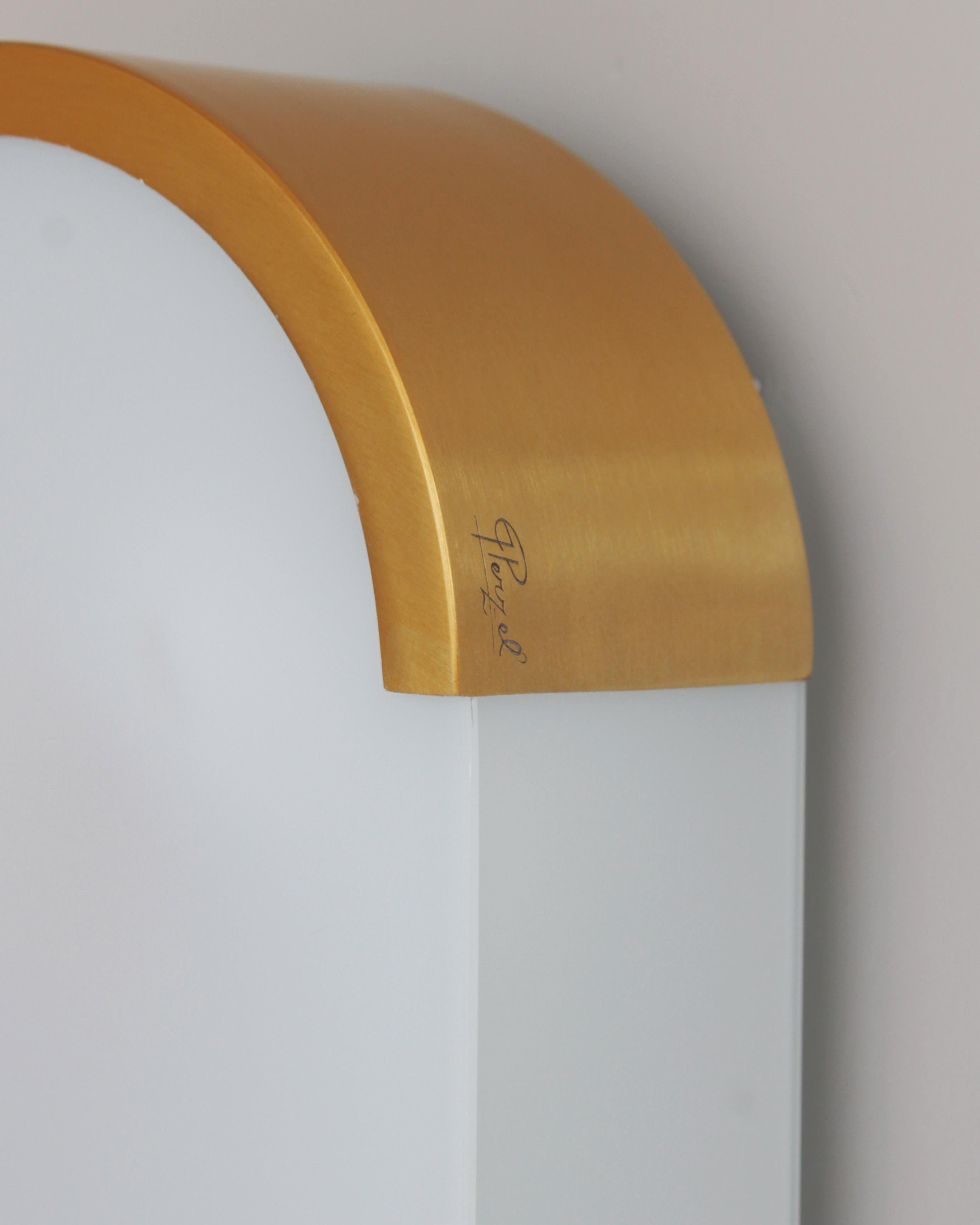 Lampada da soffitto o da parete in bronzo e vetro Art Déco francese di Perzel in vendita 7