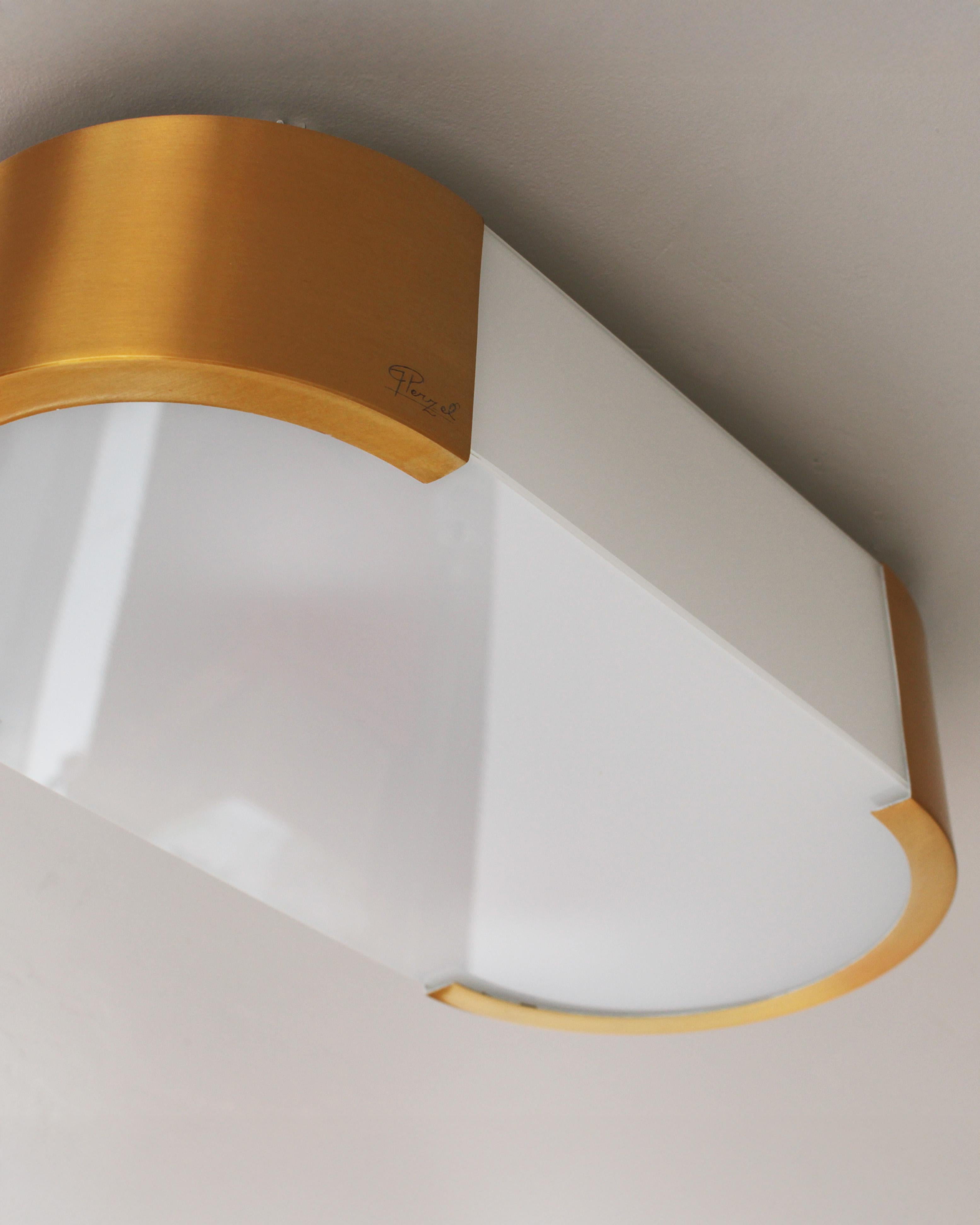 Lampada da soffitto o da parete in bronzo e vetro Art Déco francese di Perzel in vendita 2