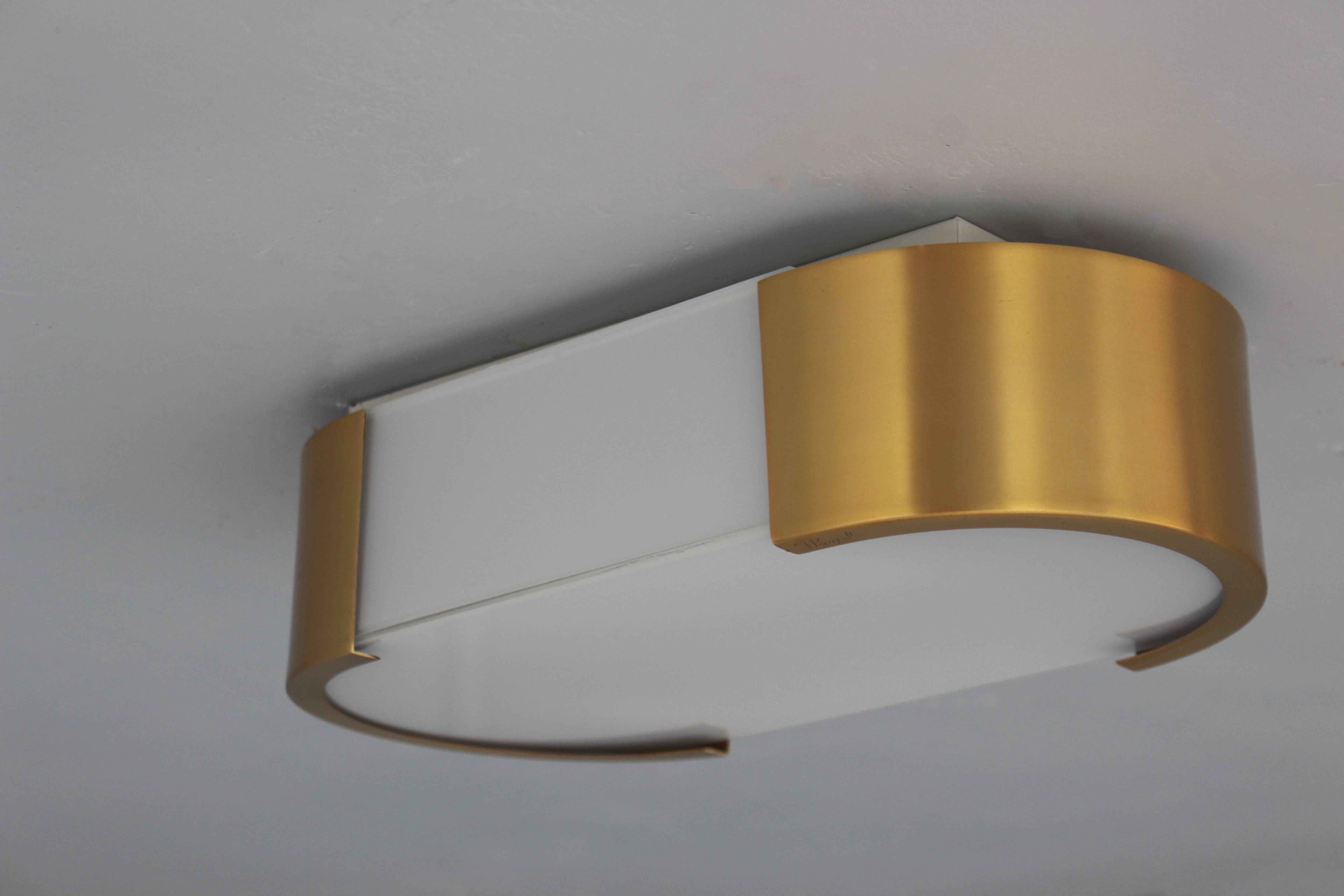 Lampada da soffitto o da parete in bronzo e vetro Art Déco francese di Perzel in vendita 12