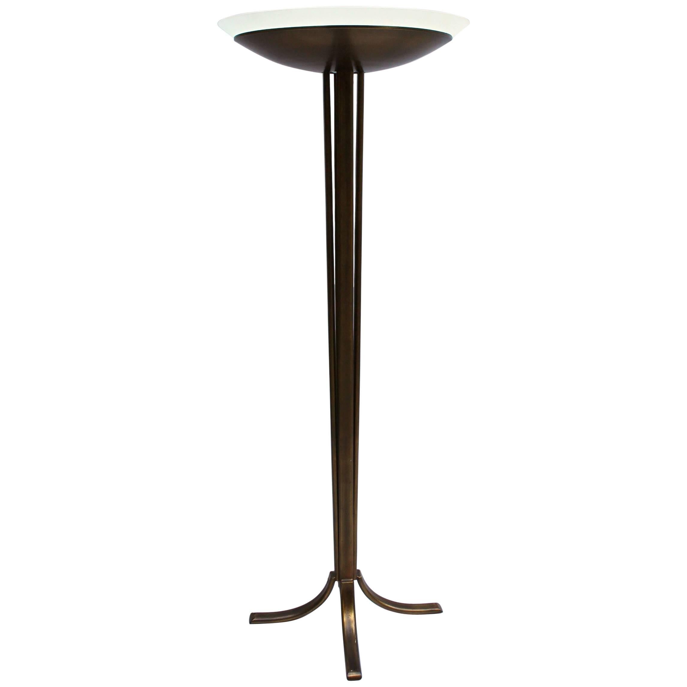 Lampadaire Art Déco français en bronze et verre par Perzel
