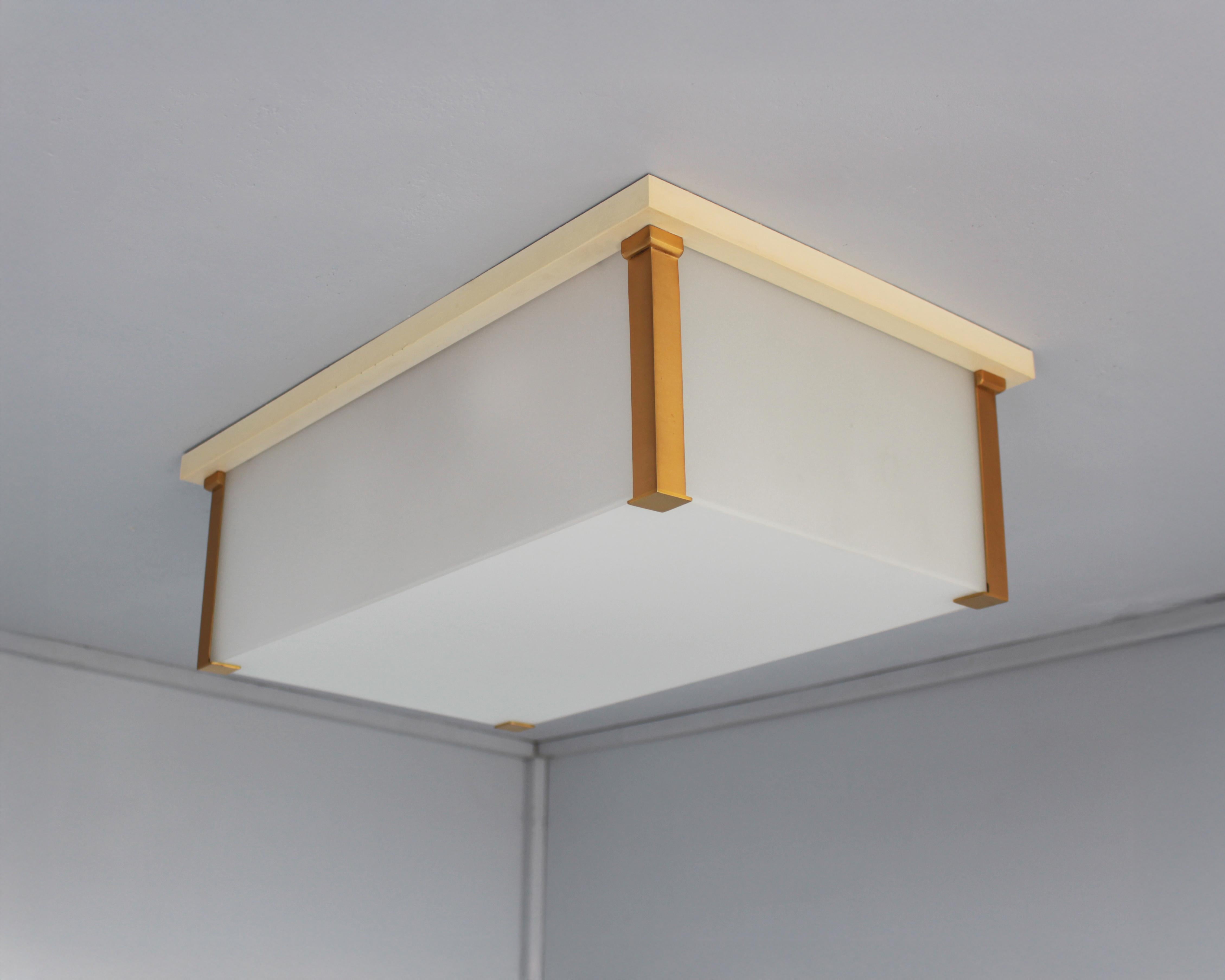 Monture encastrée en bronze et verre Art Déco français de Jean Perzel en vente 2