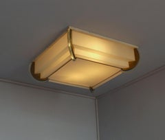 Fine French Art Deco Bronze and Glass Flush Mount by Jean Perzel