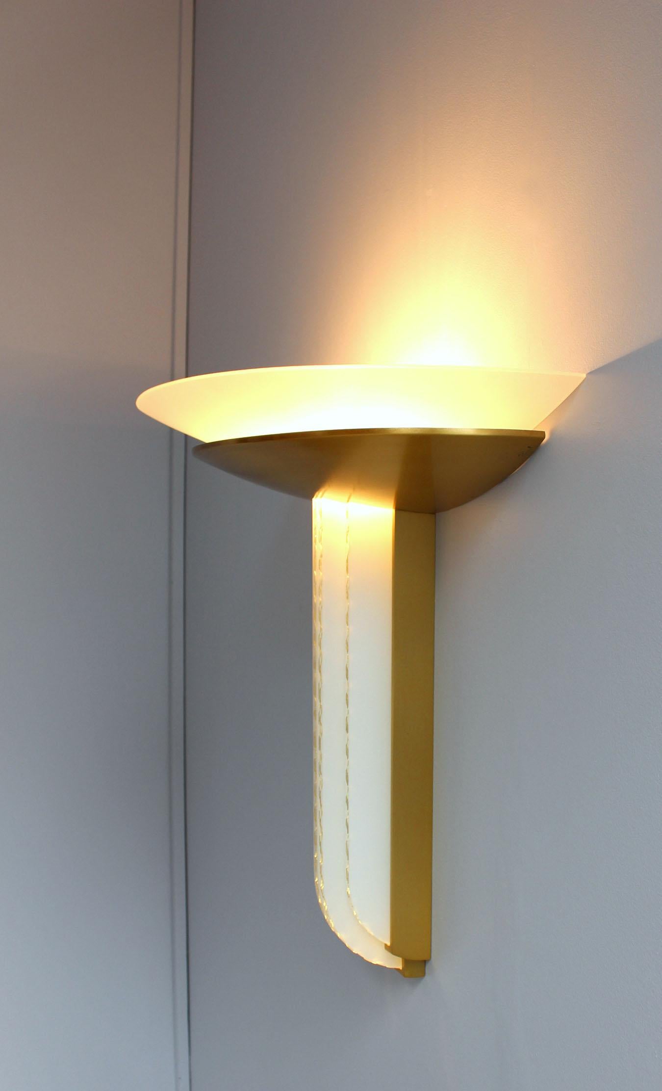 Lampada da parete in vetro e bronzo Art Deco francese di Perzel in vendita 7