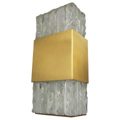 Fine French Art Deco Bronze and Slabs Glass Sconce by Jean Perzel