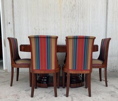 Fine French Art Deco Burl Elm Wood Set of  Six Chairs