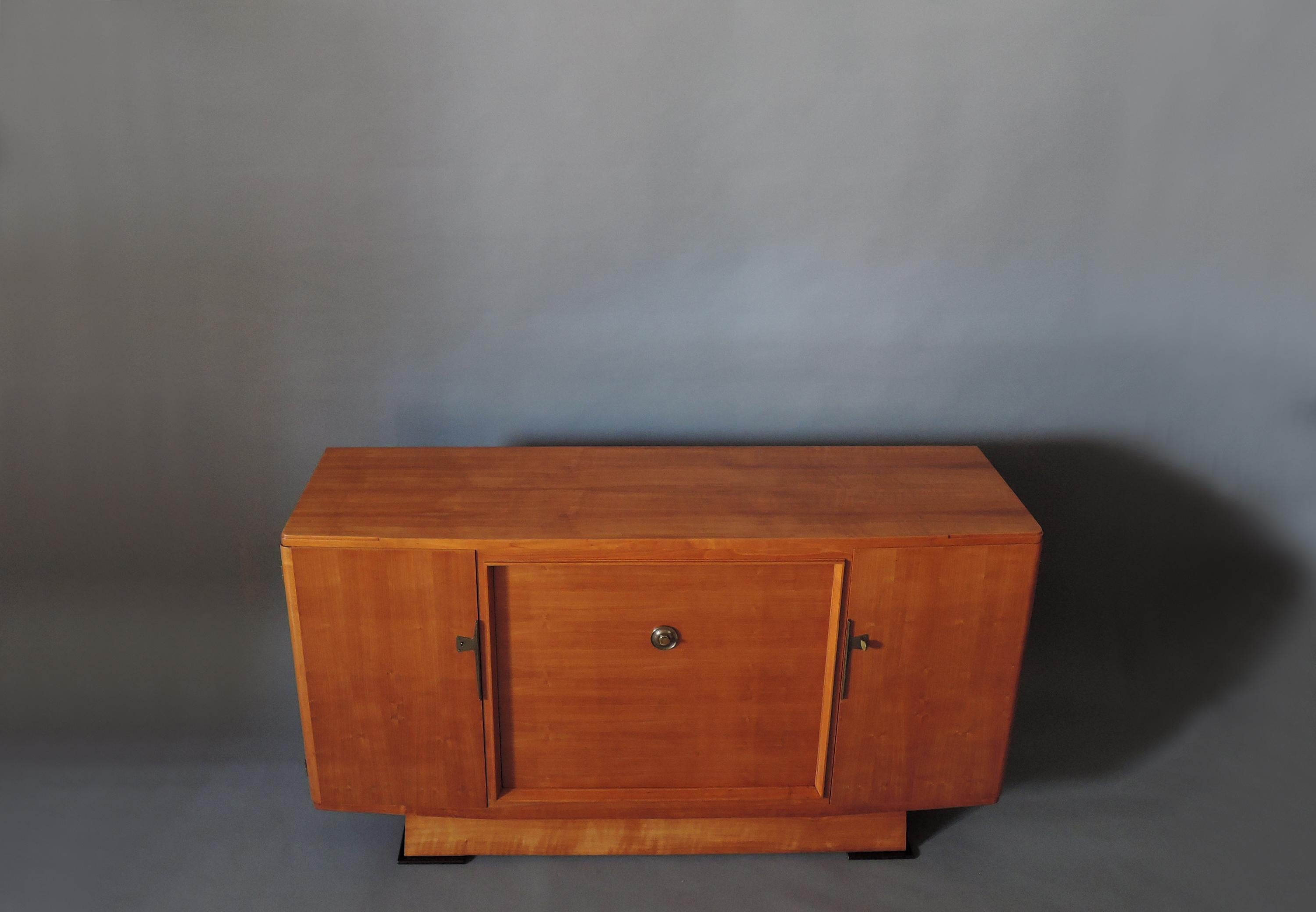 Fine French Art Deco Cherrywood Buffet by Maxime Old In Good Condition For Sale In Long Island City, NY