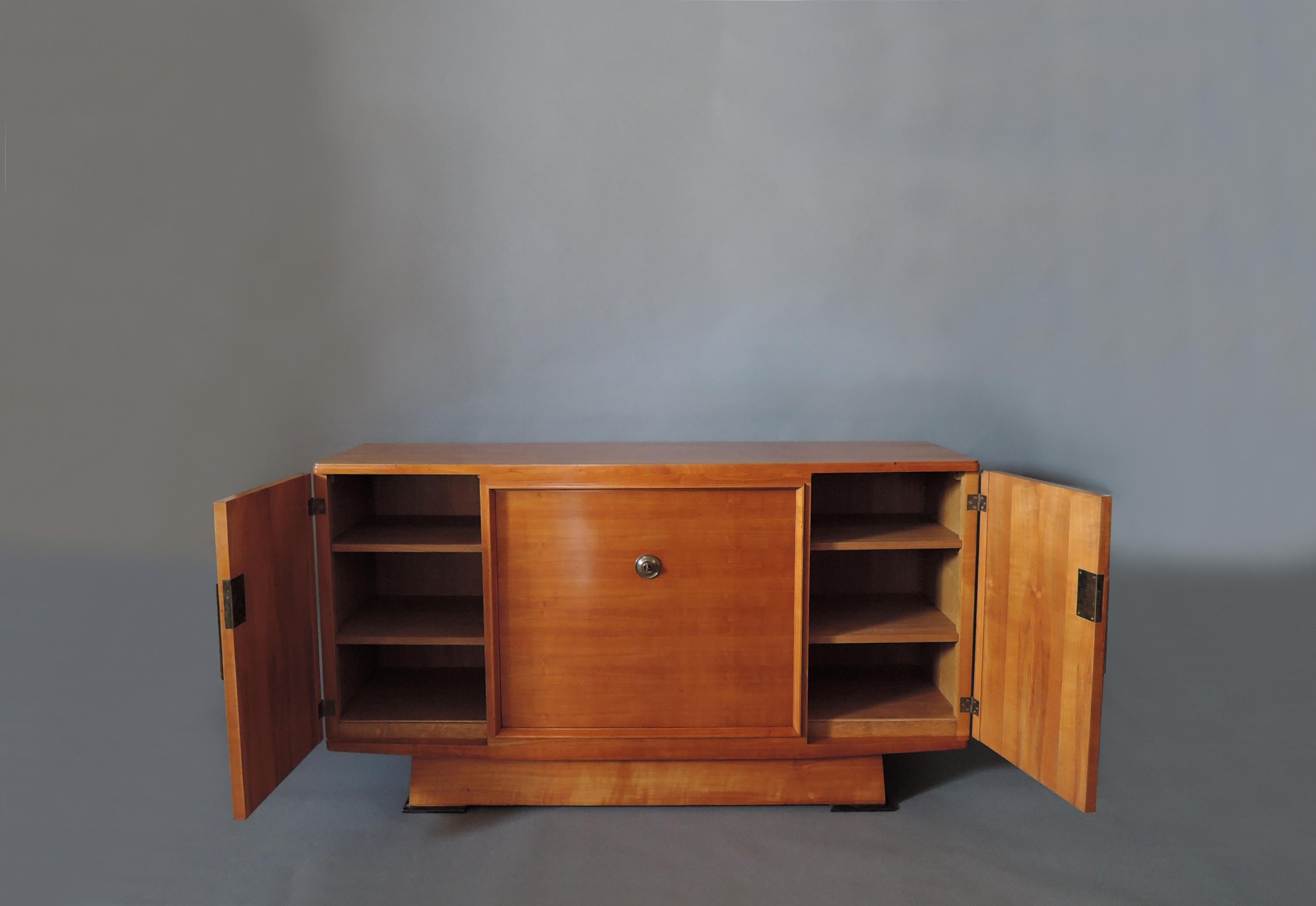 Bronze Fine French Art Deco Cherrywood Buffet by Maxime Old For Sale