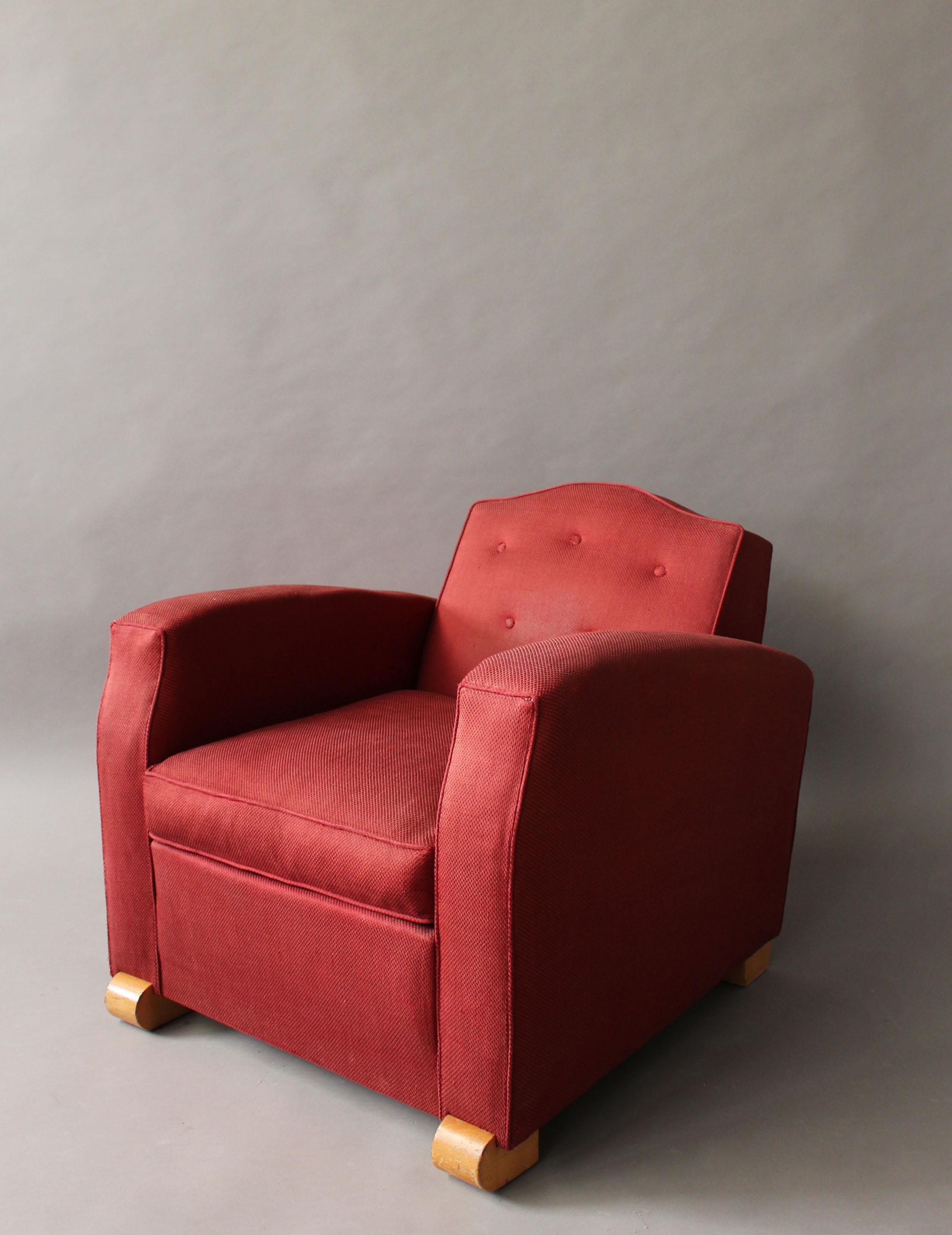 Mid-20th Century Fine French Art Deco Club Chair by Jules Leleu For Sale