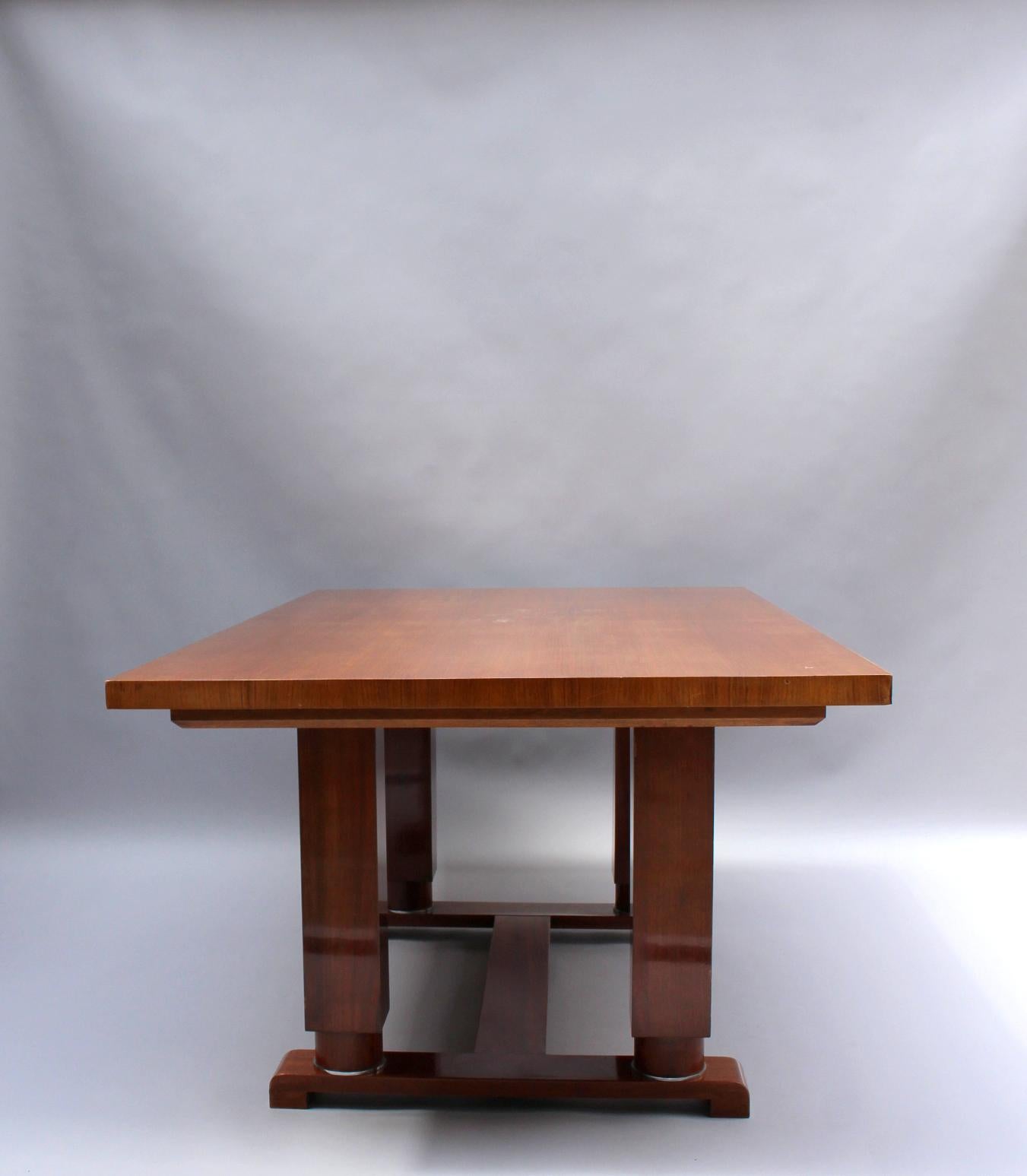 Walnut Fine French Art Deco Dining Table by Jules Leleu ( 8 dining chairs available) For Sale
