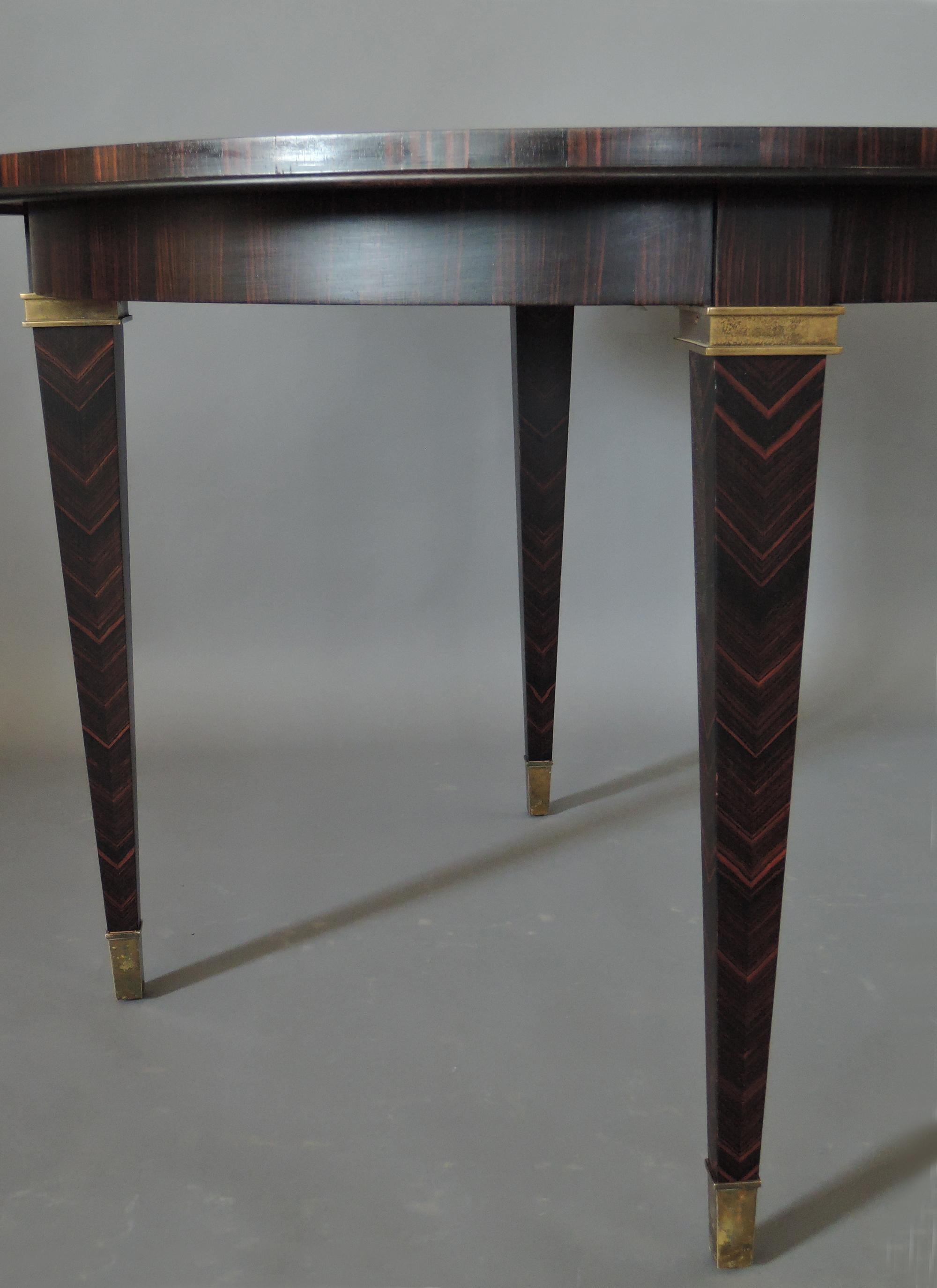 Fine French Art Deco Extendable Macassar Ebony Round Table by Dominique 5