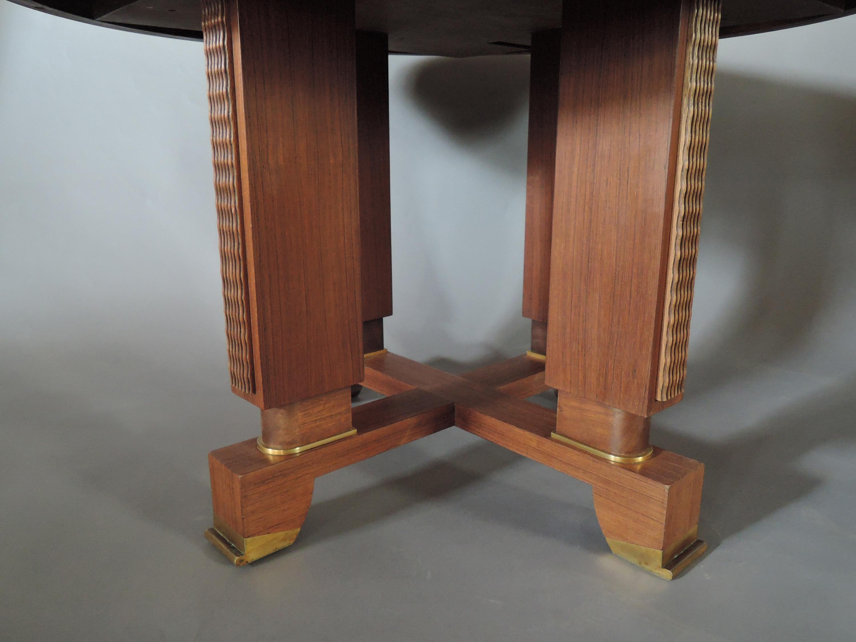 Bronze Fine French Art Deco Extendable Round Dining Table by Jules Leleu