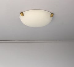 Fine French Art Deco Glass and Brass Flush Mount/Sconce by Jean Perzel