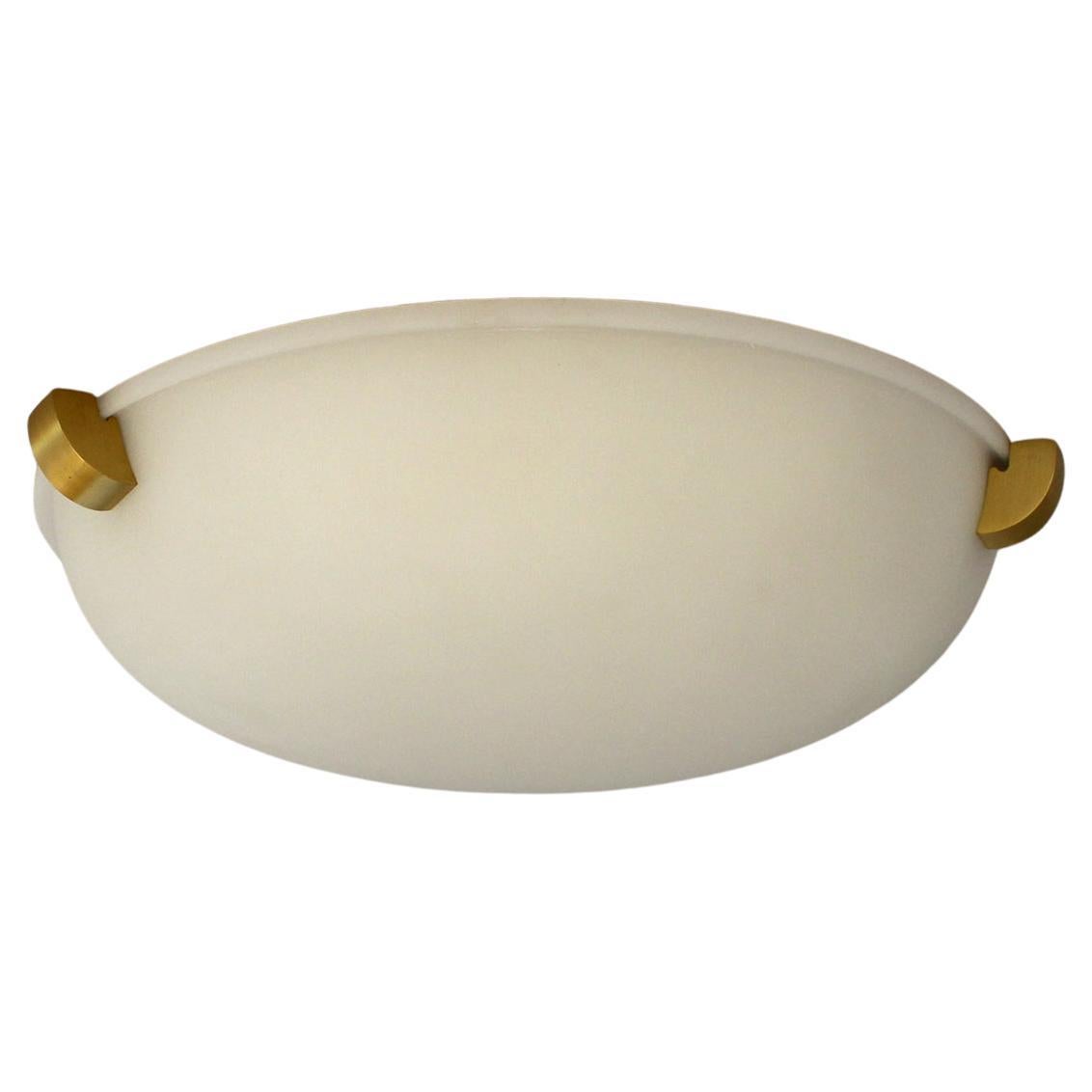 Fine French Art Deco Glass and Brass Flush Mount/ Sconce by Jean Perzel For Sale