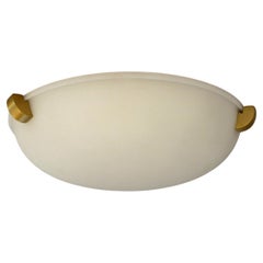 Fine French Art Deco Glass and Brass Flush Mount/ Sconce by Jean Perzel