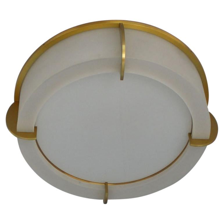 Fine French Art Deco Glass and Bronze Ceiling Light by Jean Perzel For Sale