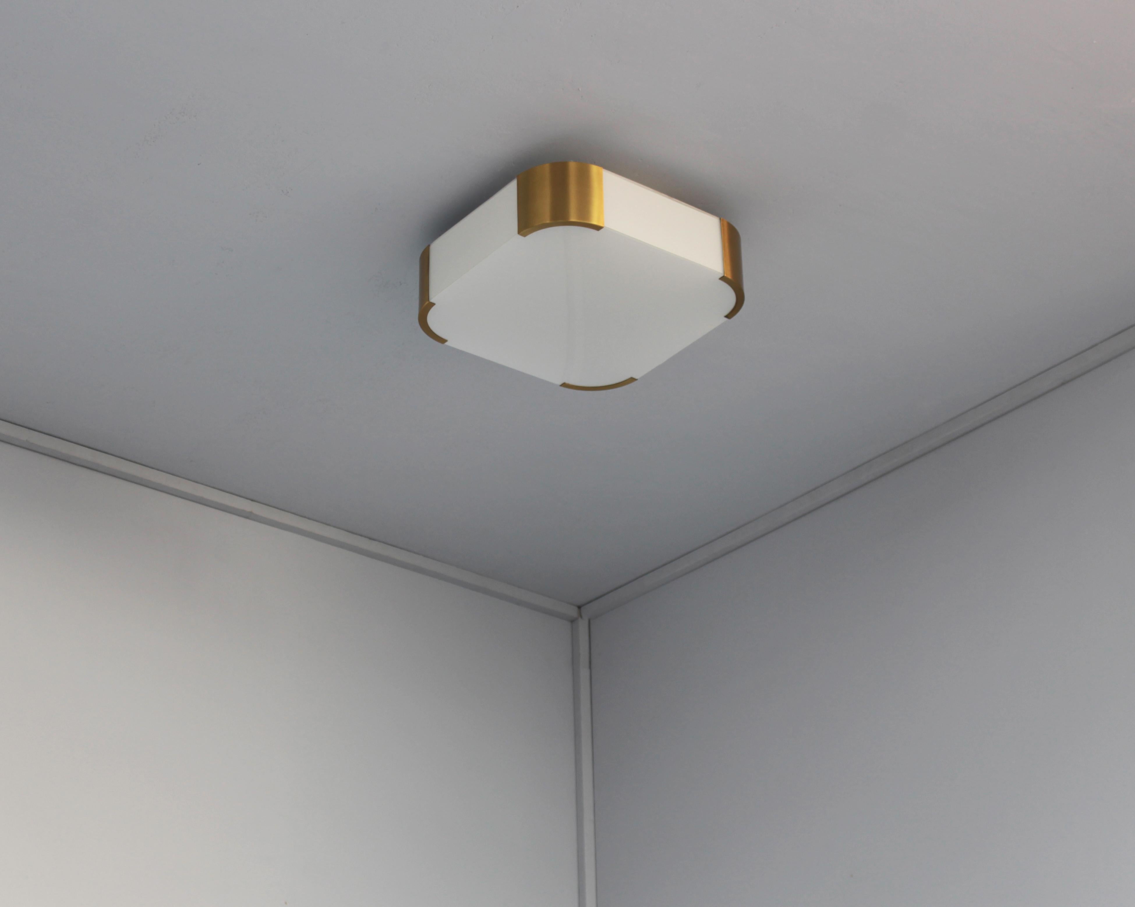 Enameled Fine French Art Deco Glass and Bronze Ceiling or Wall Light by Perzel For Sale