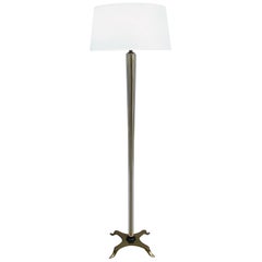 Raffinata lampada da terra francese in vetro e bronzo Art Déco